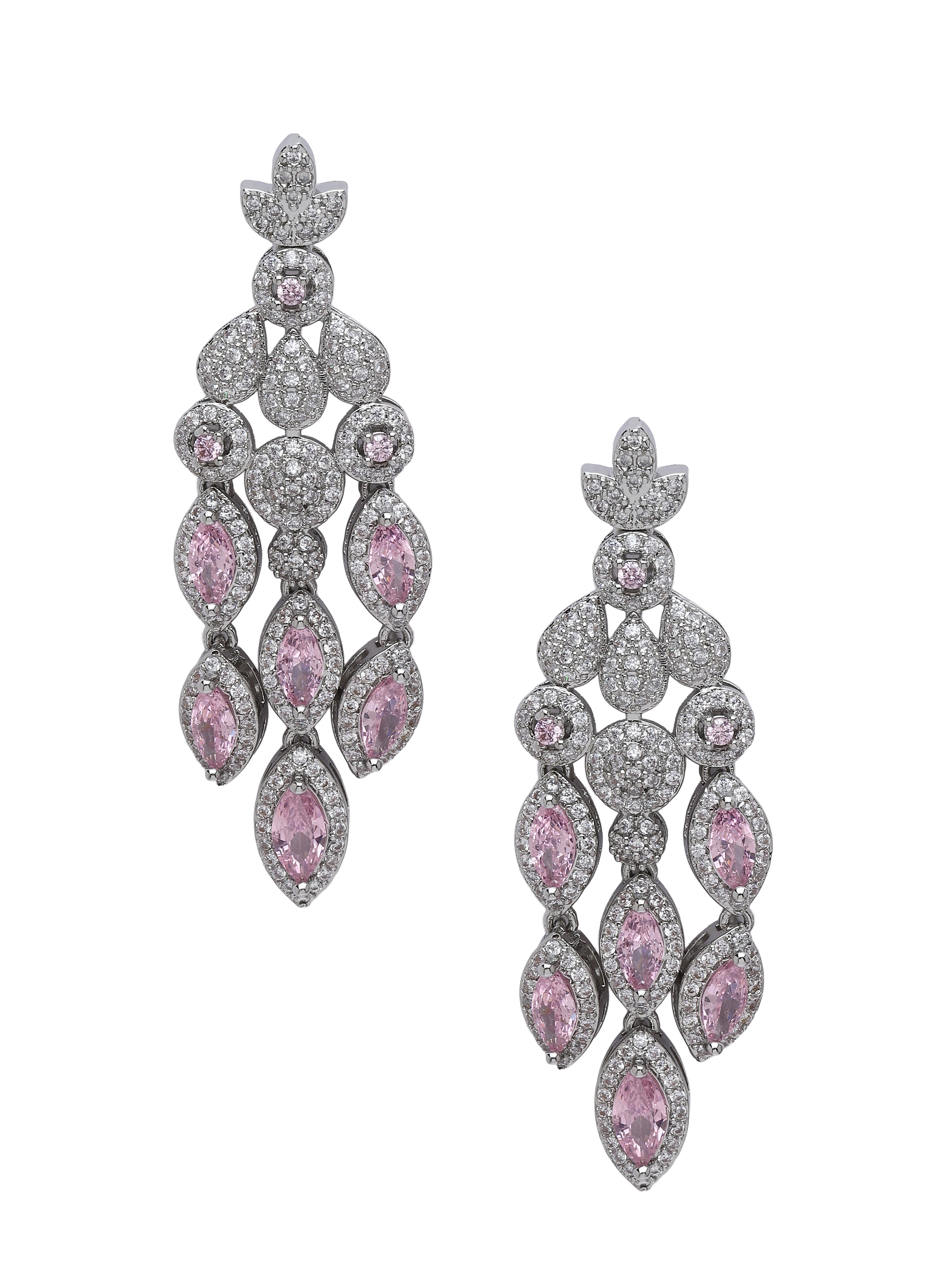 AGP PARIS Womens Marquise Crystal Chandelier Earrings