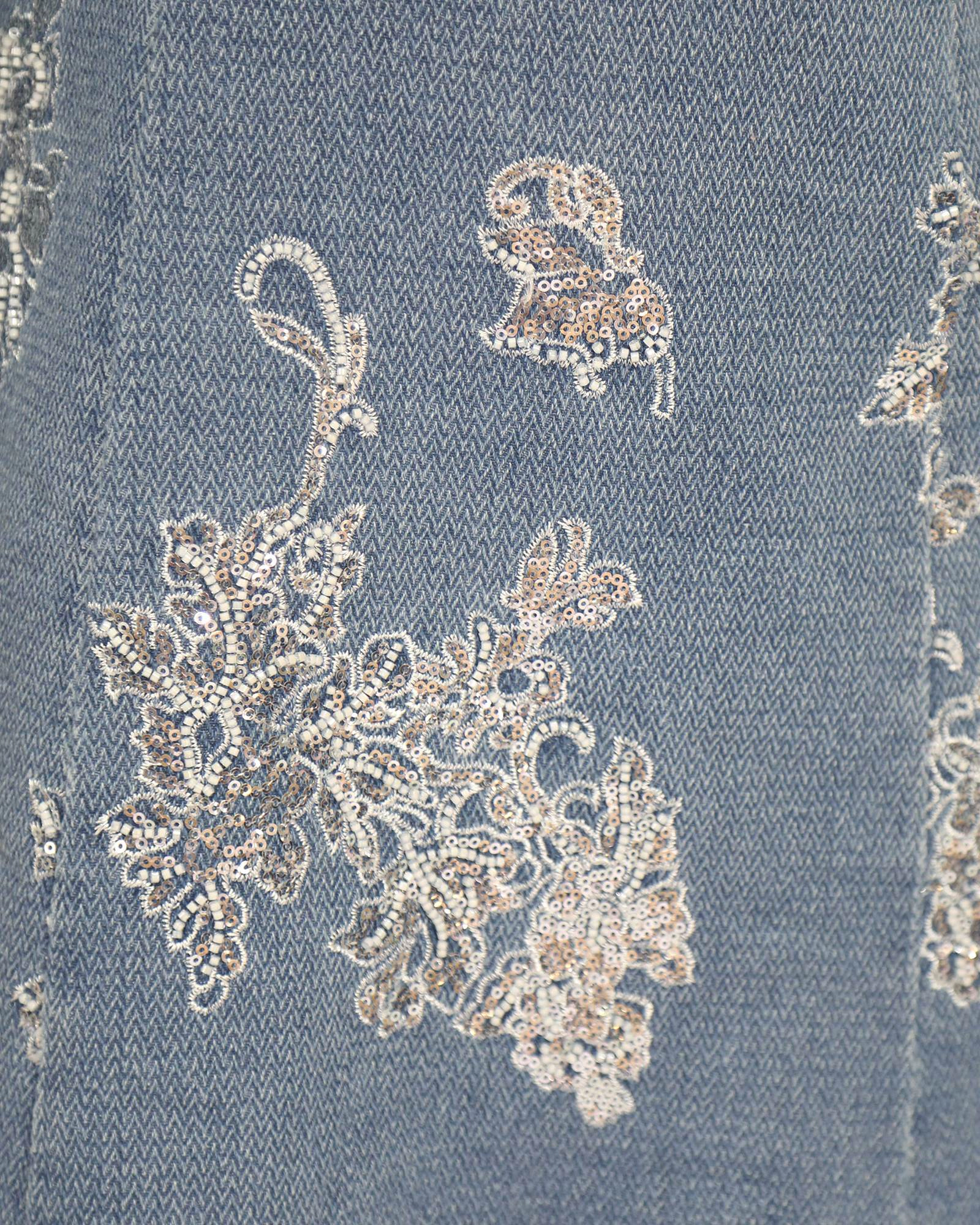 Belle & Bloom Heart You Denim Beaded Mini Dress