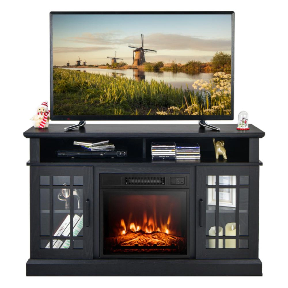 Hivvago 48 Inch Electric Fireplace Tv Stand With Cabinets For Tvs Up To 55