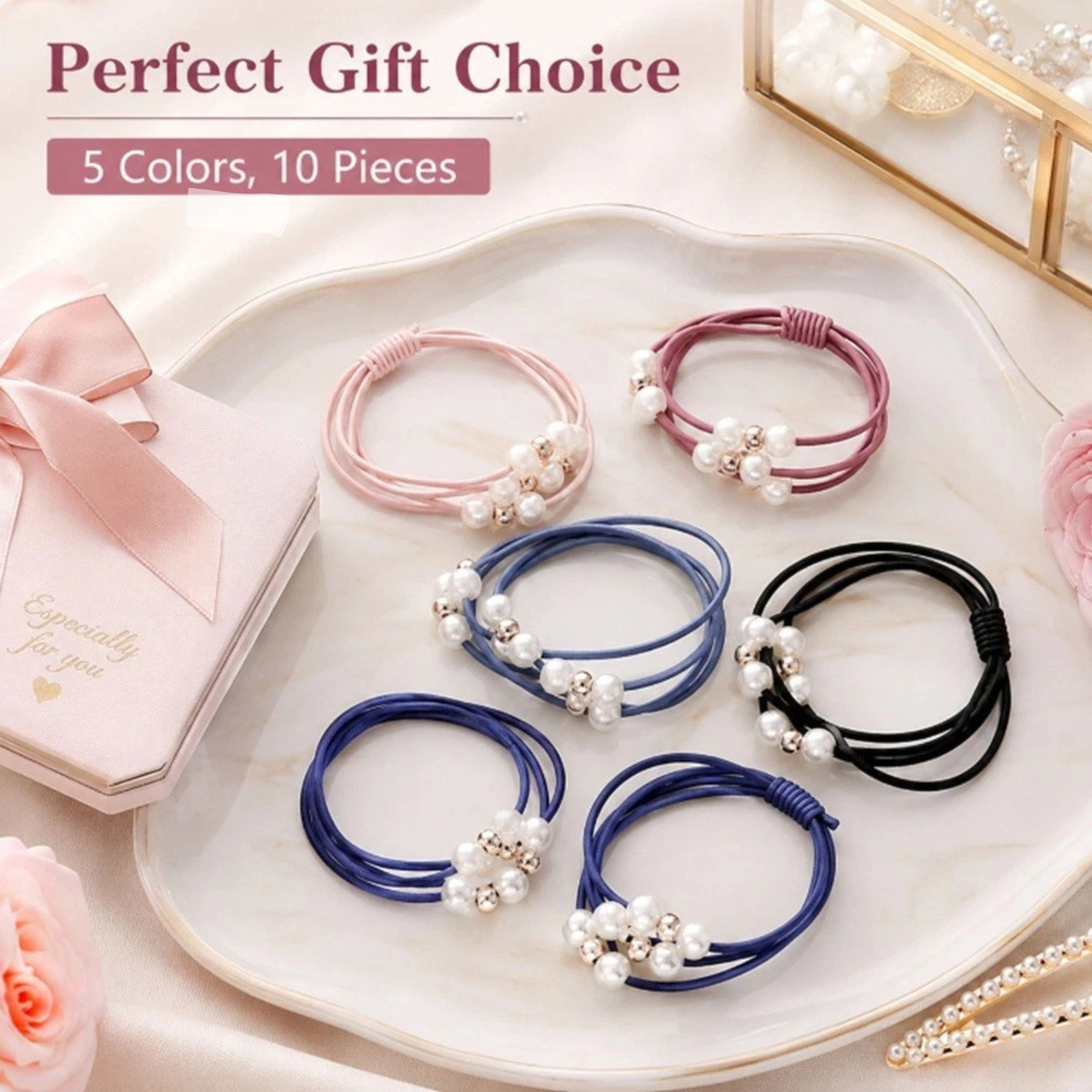 Home Collection Women Pack of 10 Thick Seamless Elastic Hair Ties Ponytail Holders