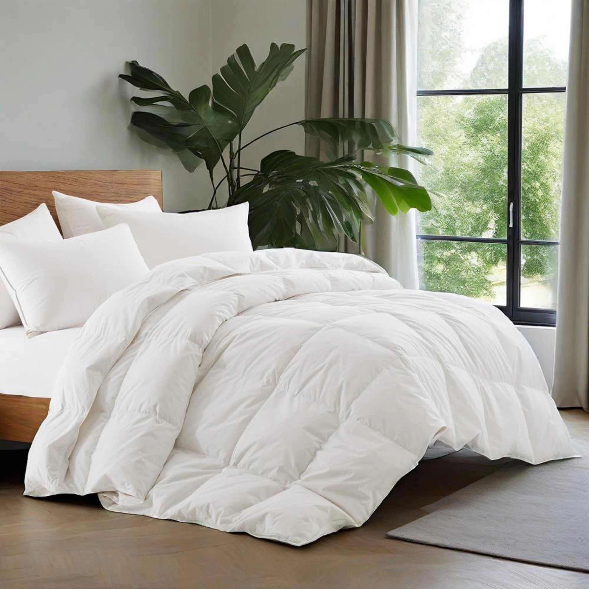 Unikome 233TC 100% Cotton Shell Medium Weight Goose Feather Fiber Comforter
