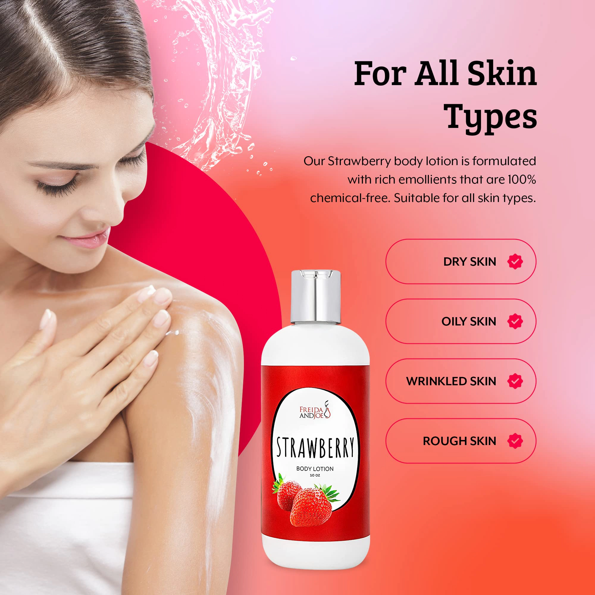 Freida and Joe Women Strawberry 10oz Body Lotion & 8oz Body Mist Spa Combo
