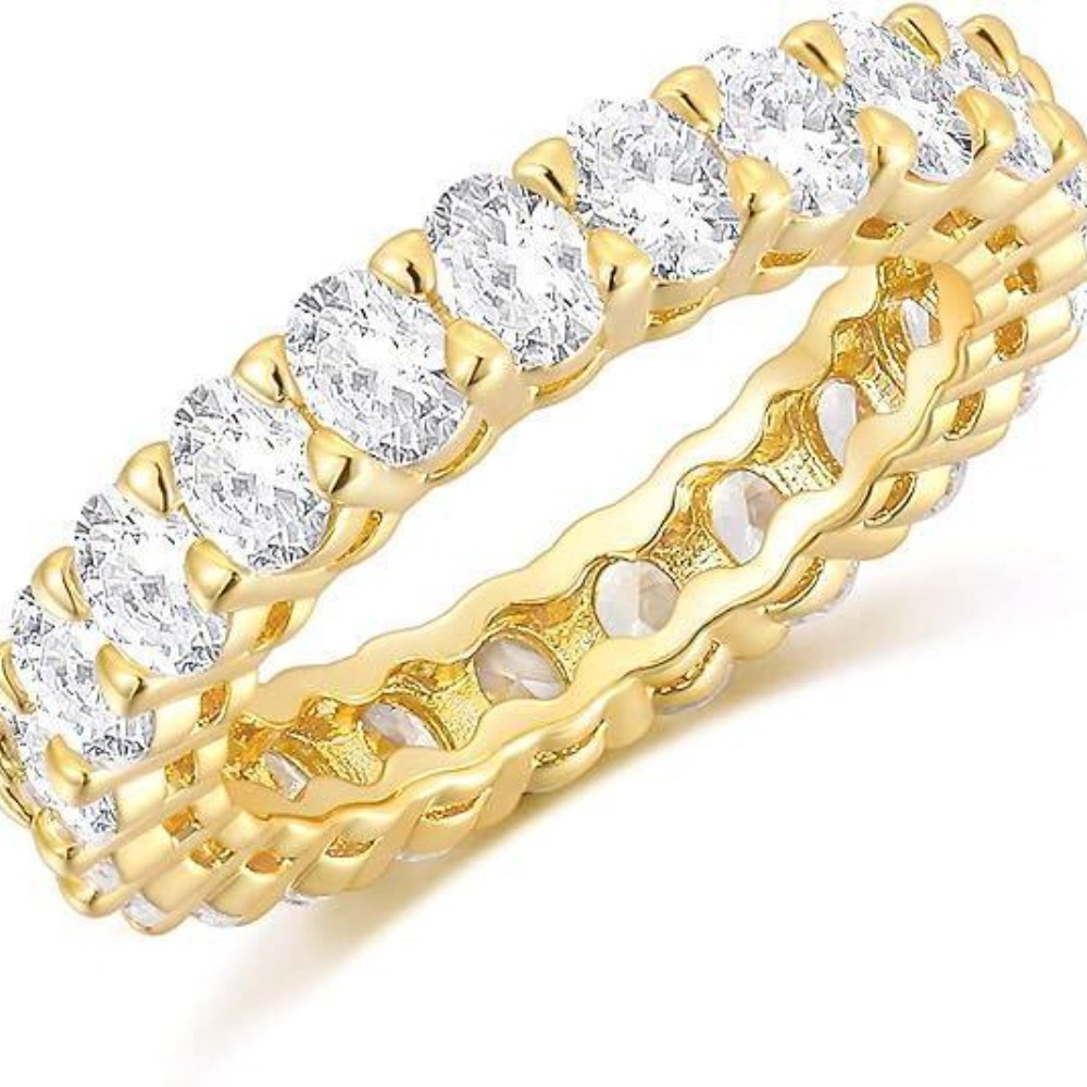 Women Cubic Zirconia  Eternity Engagement Wedding Band Ring