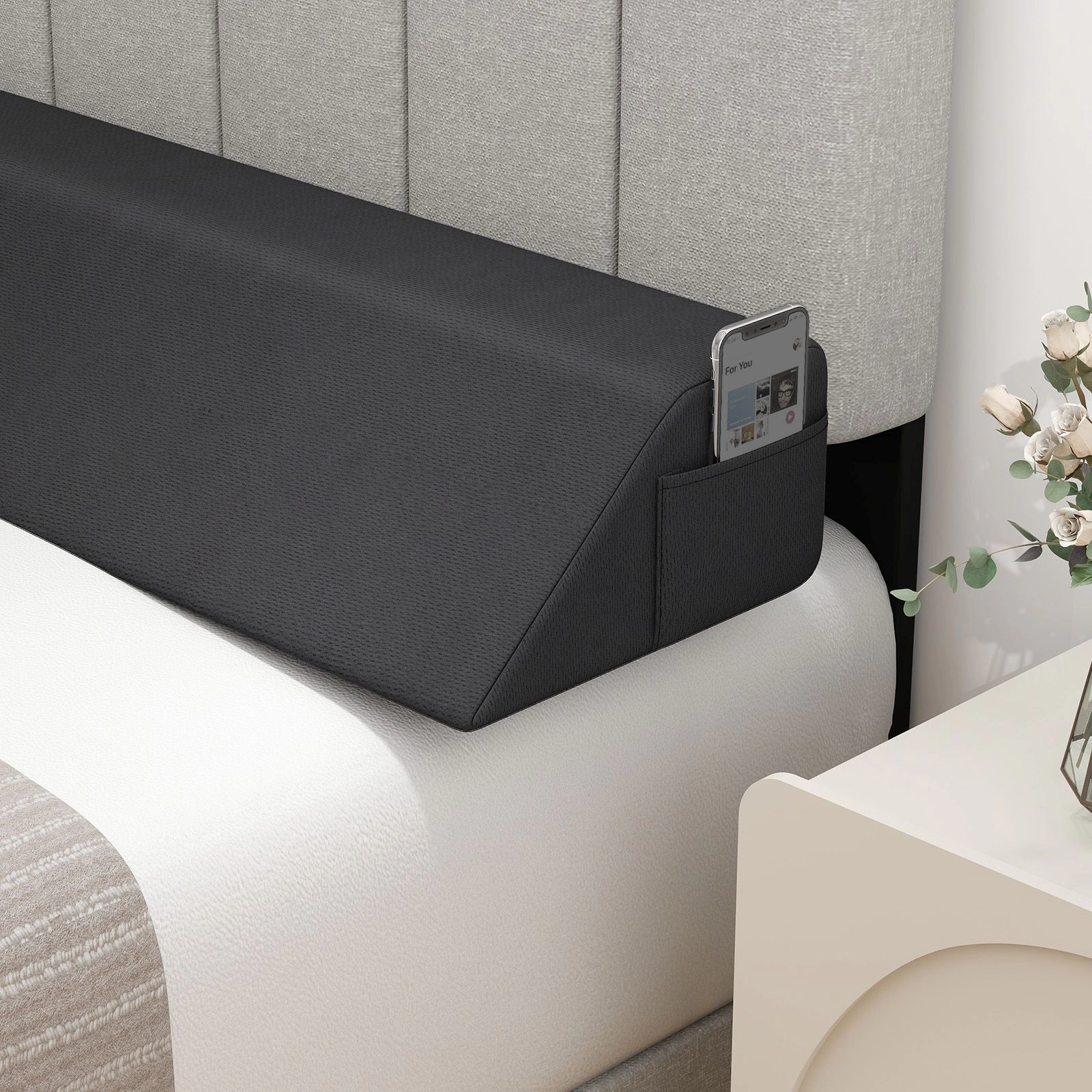 SlickBlue Foam Wedge Pillow with Removable Washable Cover for Bed and Sofa