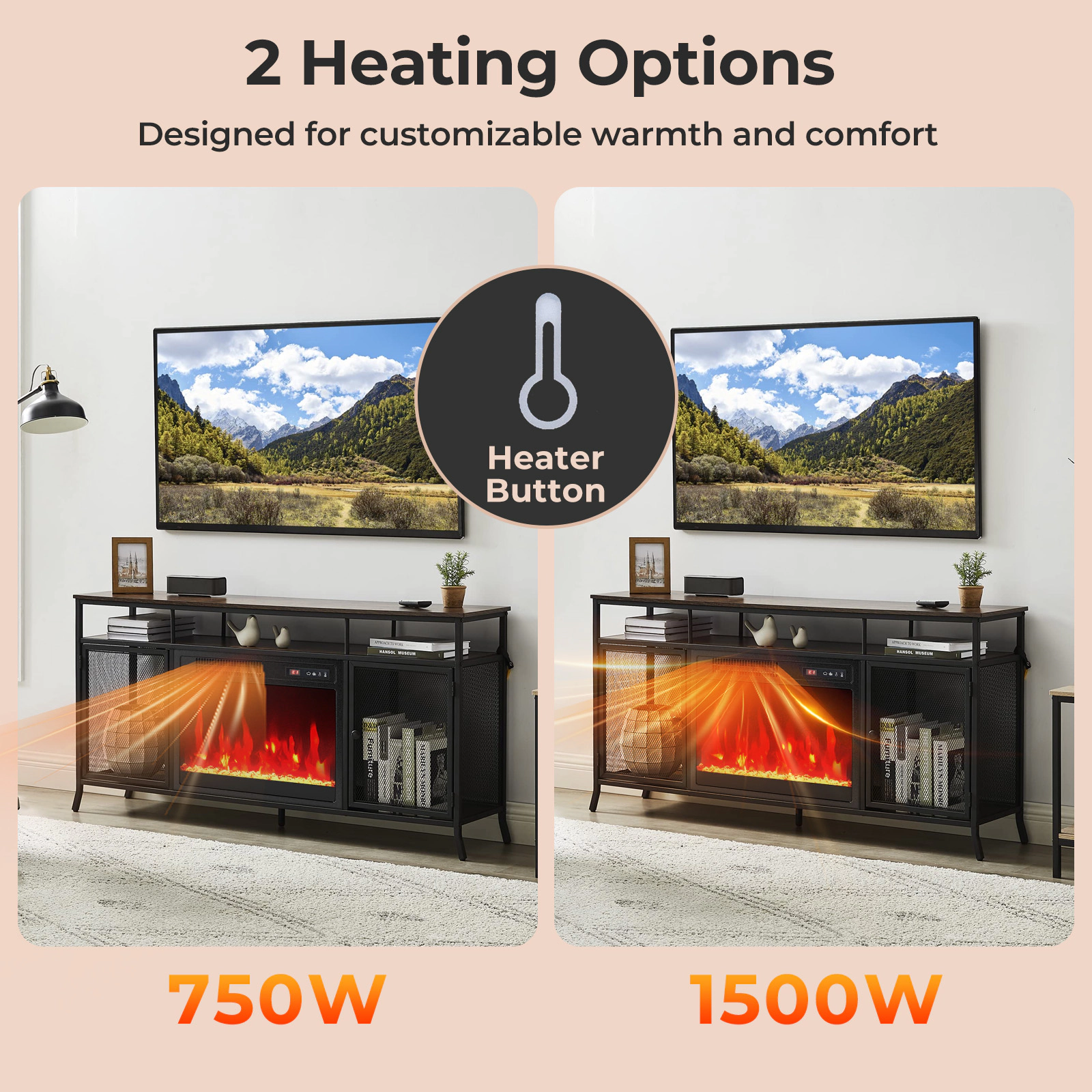 SlickBlue Electric Fireplace Insert with 5000 BTU and Flame Effects