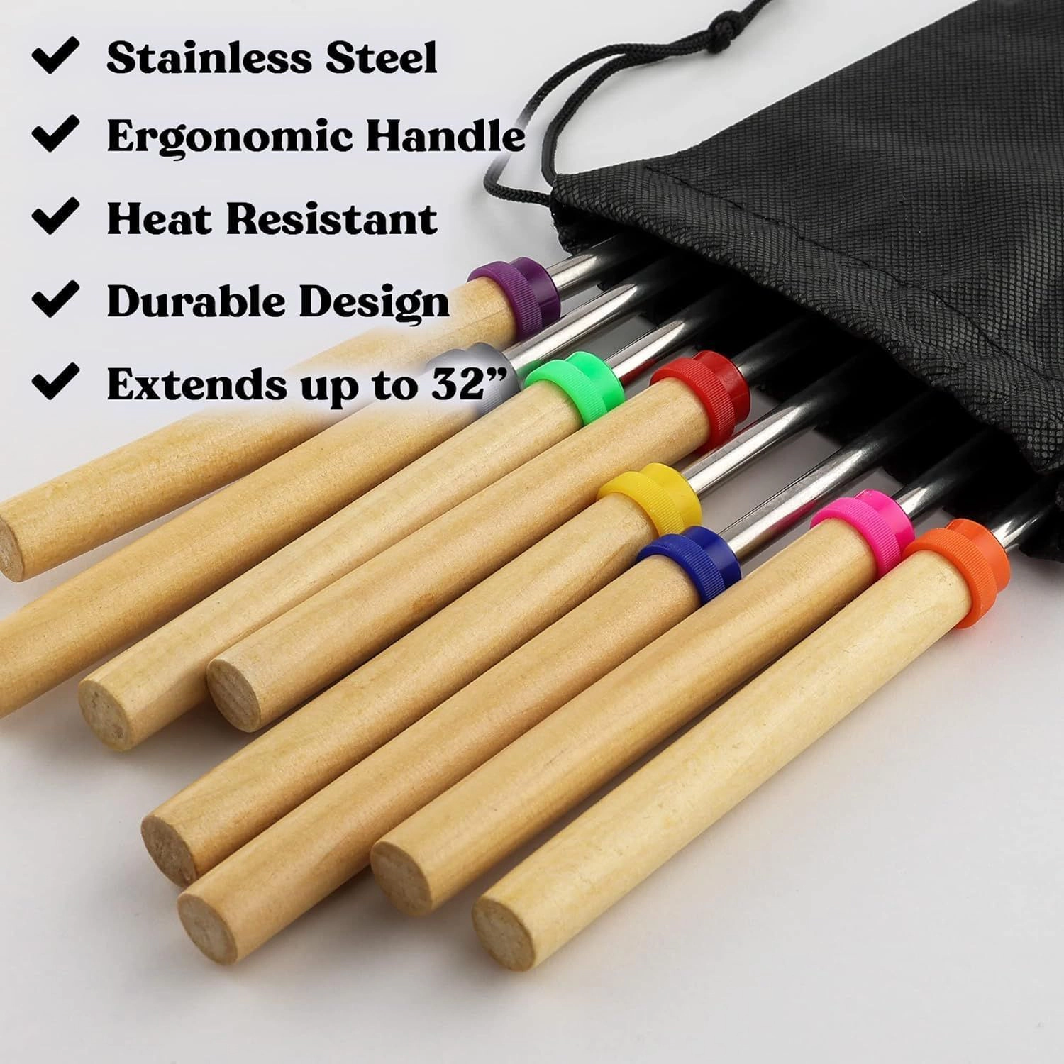 Zulay Kitchen Sturdy Marshmallow Sticks for Fire Pit - Great Smores Sticks Smores Kit for Fire Pit