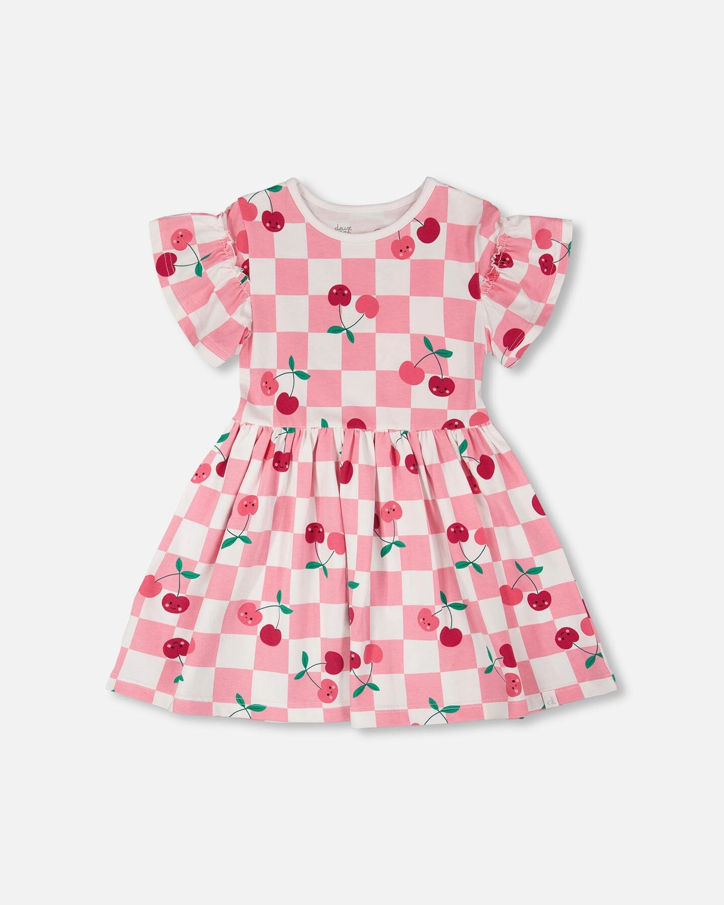 Deux par Deux Girls Organic Cotton Jersey Dress Printed Cherries