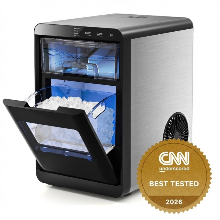 SUGIFT Fast 6-15 Min Nugget Ice Maker Countertop with Soft Chewable Pellets 44-lb Daily Production Black