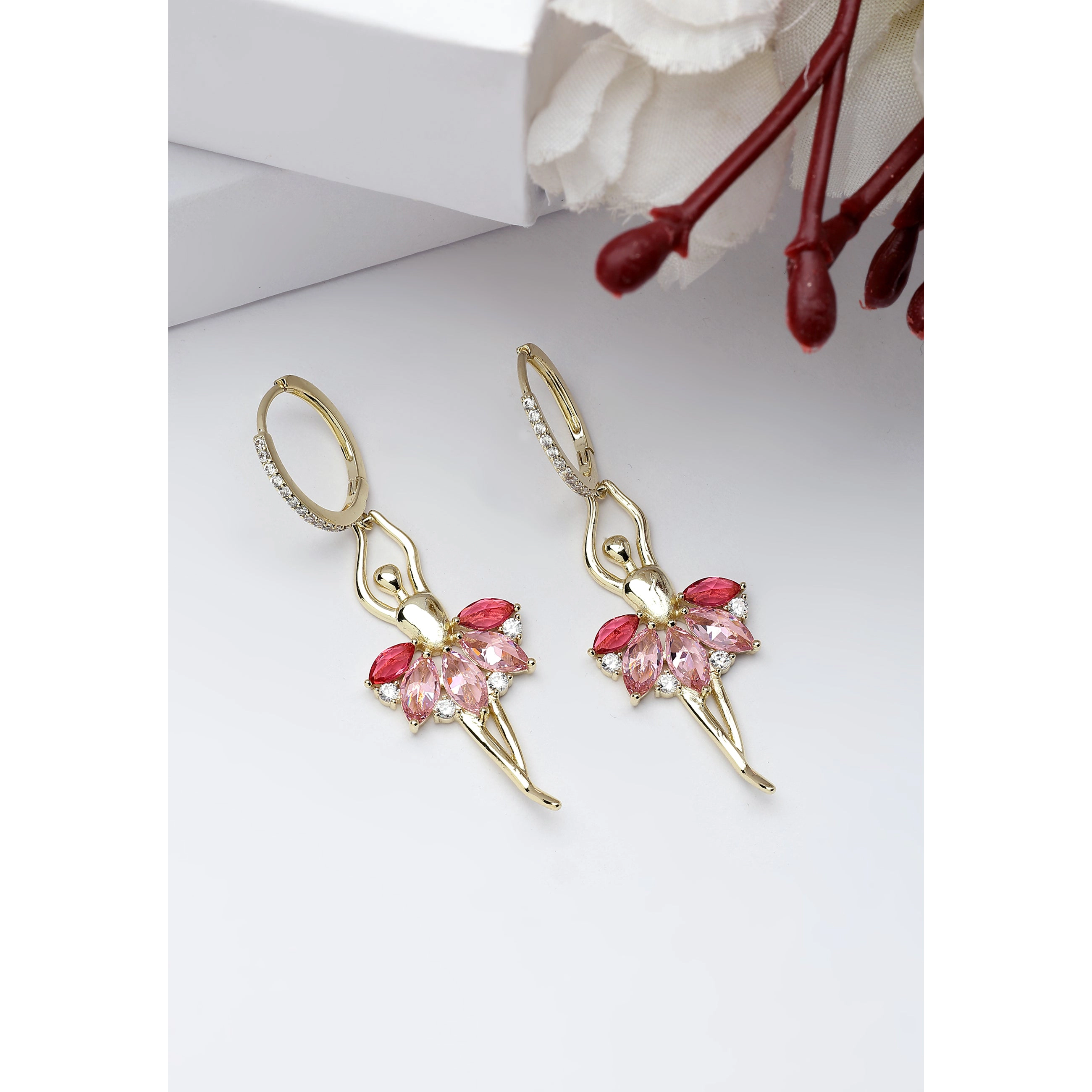 AGP PARIS Womens Diva Ballet Dancer Pink Drop Earrings