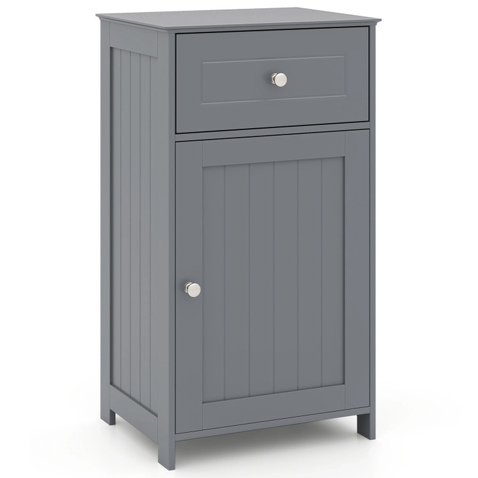 SUGIFT Drawer Single Door 3-Level Shelf Freestanding Bathroom Cabinet 17-in x 13.5-in x 30.5-in 220-lb Capacity Gray