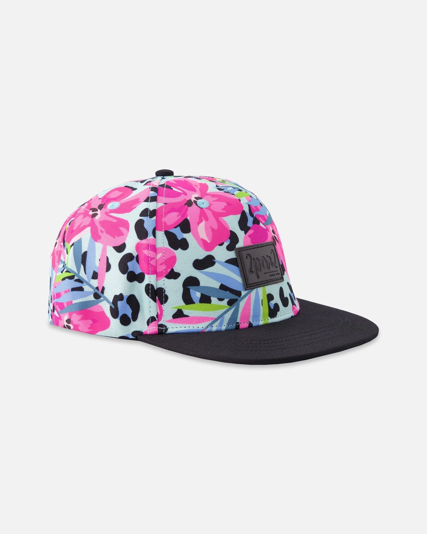 Deux par Deux Girls Cap Floral and Leopard Print
