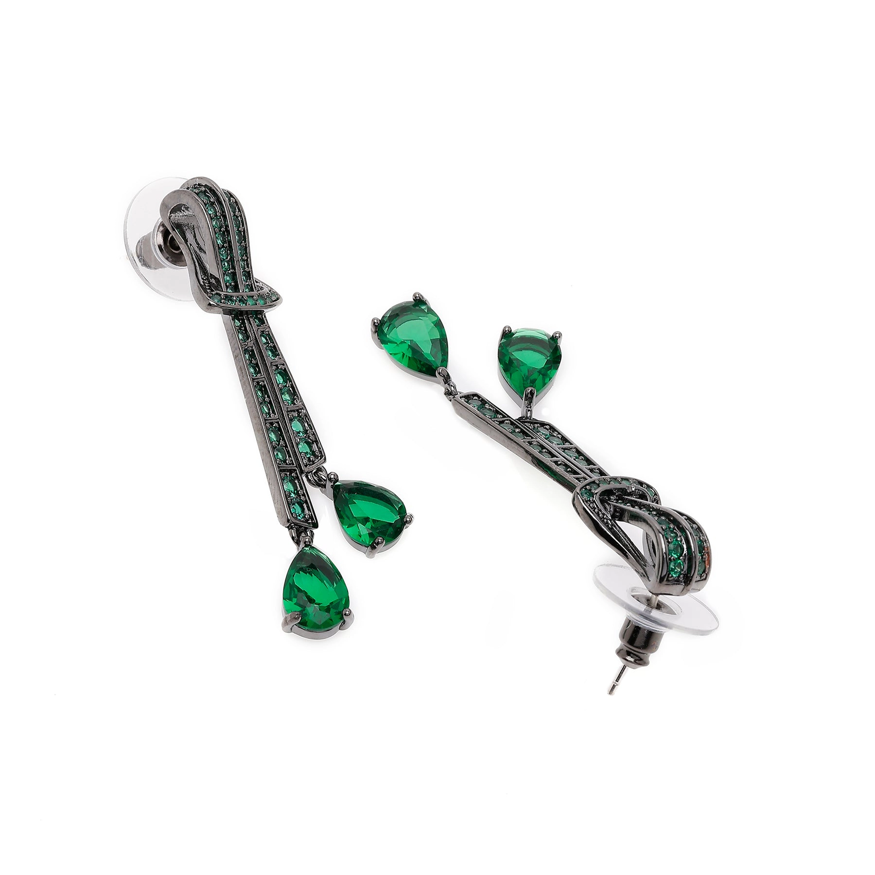 AGP PARIS Womens Green Knot Dangle Drop Earrings