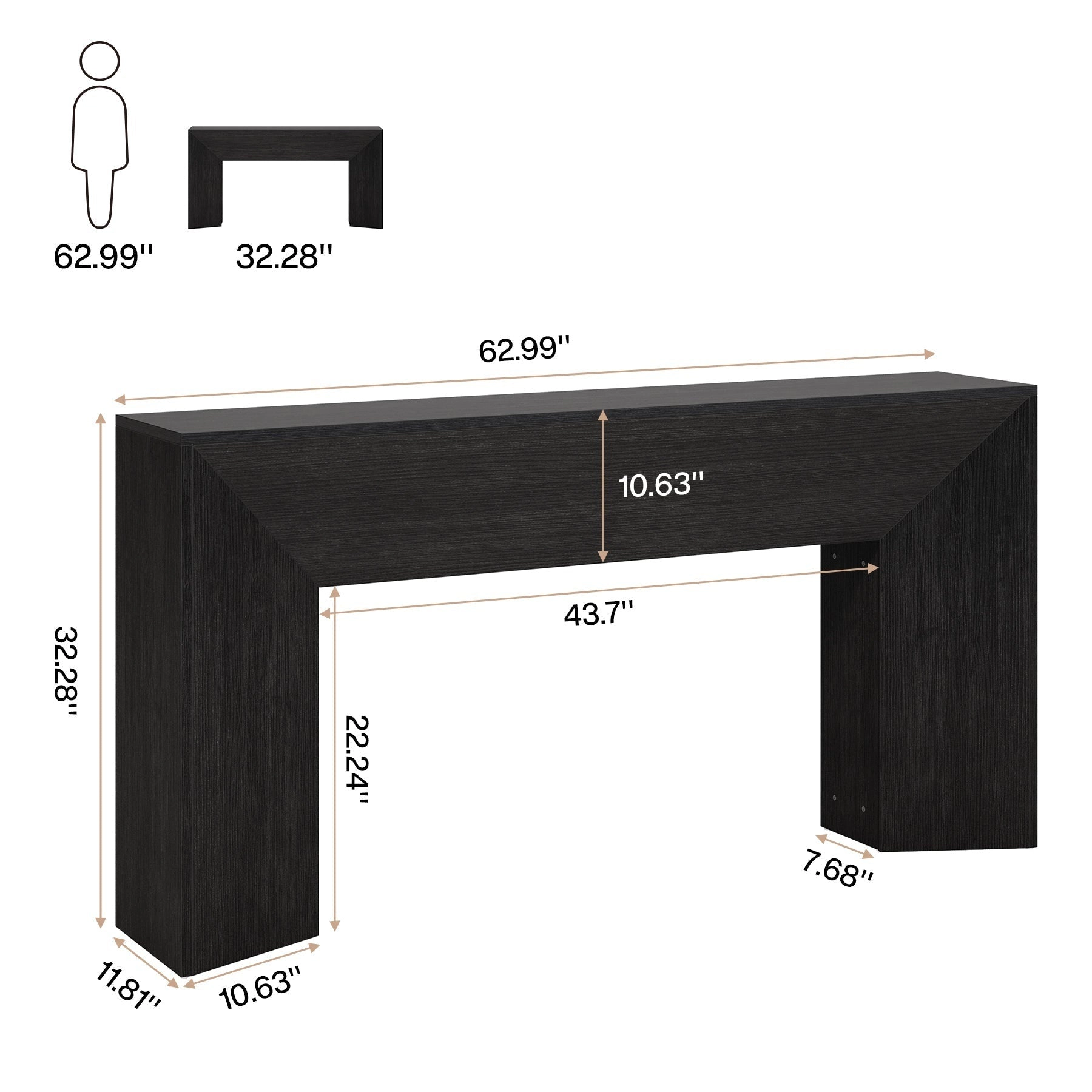 Tribesigns 63" Console Table, Wooden Sofa Table Hallway Foyer Table
