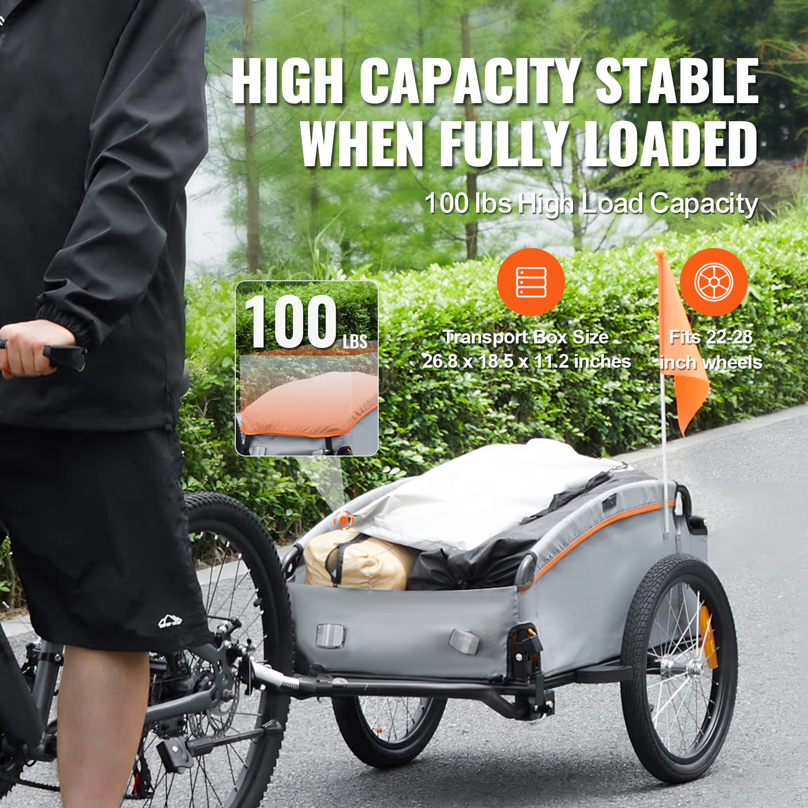 HONGGE Bike Cargo Trailer Capacity Heavy-Duty Bicycle Wagon Cart Foldable Compact Storage with Universal Hitch Bike
