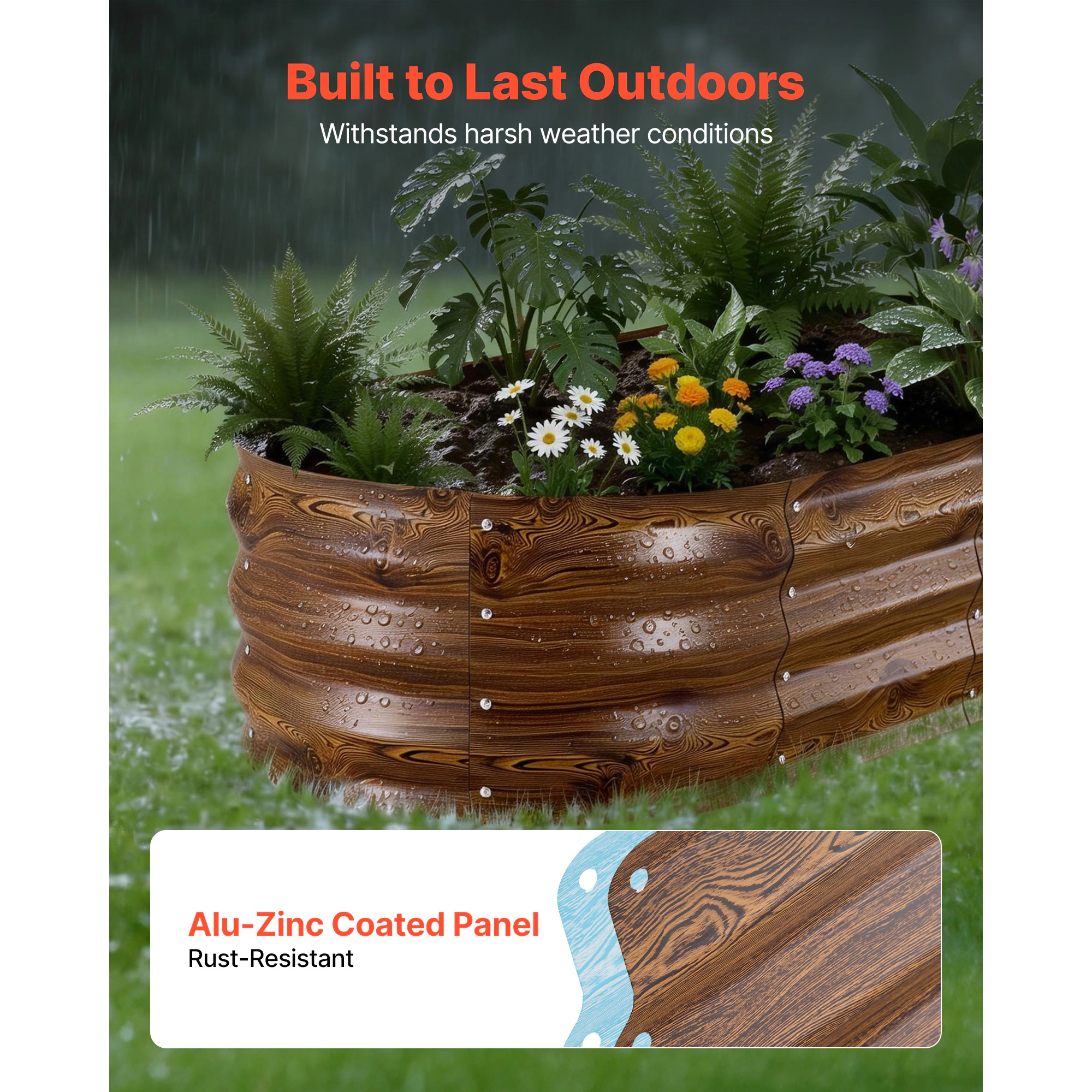 HONGGE Metal Raised Garden Outdoor Galvanized Planter Garden Planter Raised for Vegetables Flowers