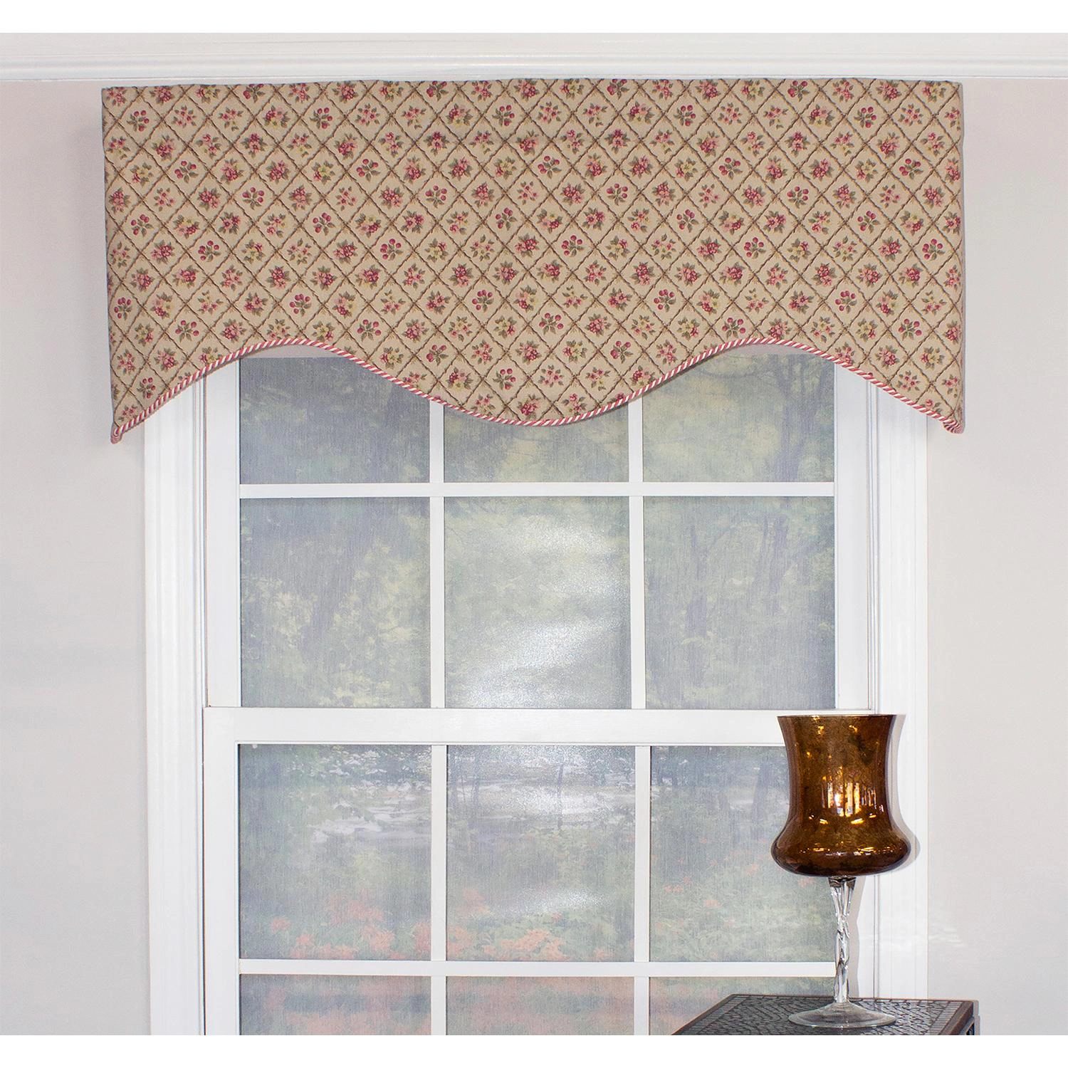 RLF Home Petite Corded Cornice 100% Cotton with Fully Lined 3" Rod Pocket Valnance for Windows 50" x 17" Harvest