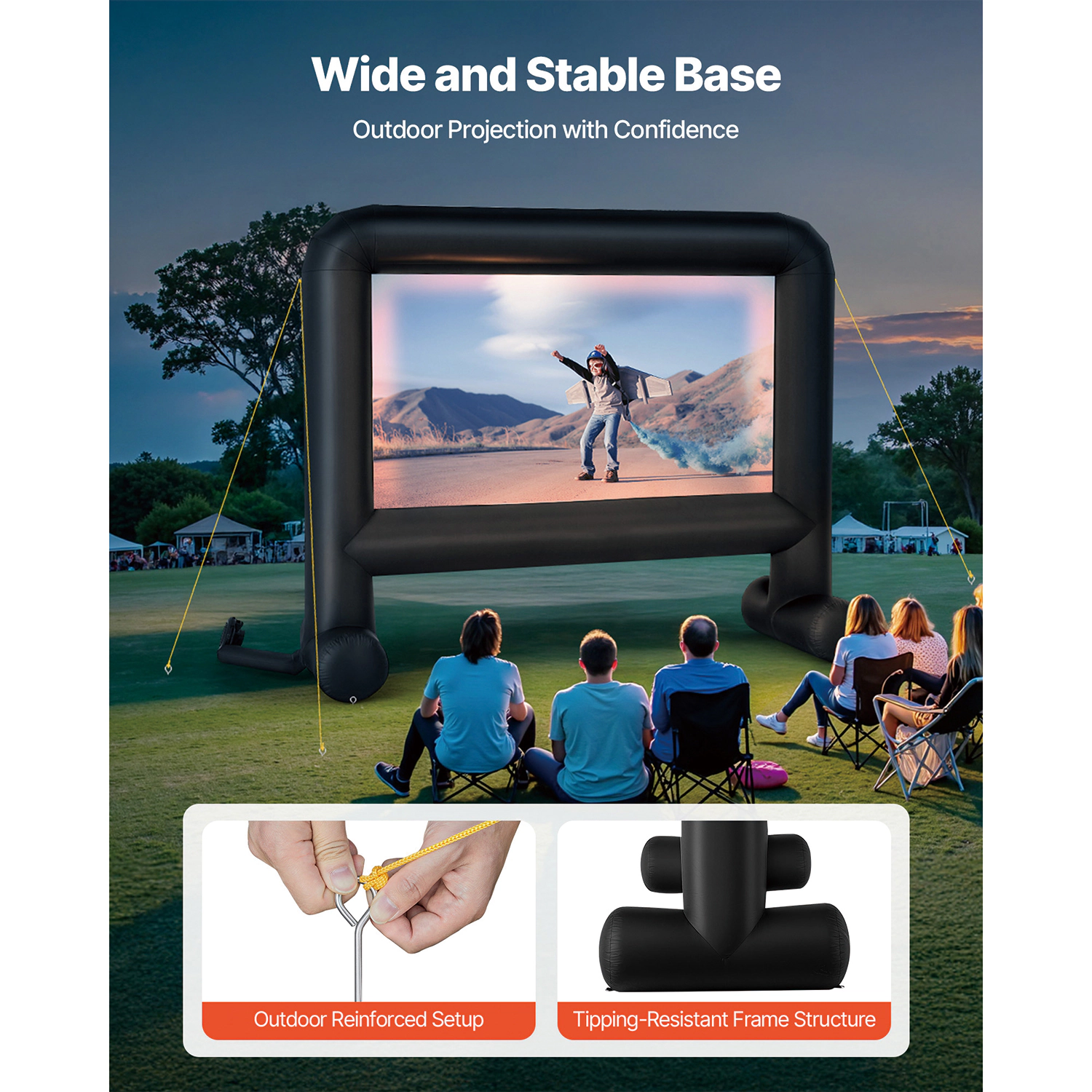 HONGGE Inflatable Projector Screen Inflatable Movie Screen Outdoor with Air Blower Projector Screen Oxford Fabric