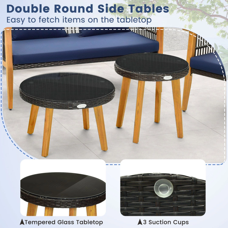 Hivvago 5 Piece Outdoor Conversation Set With 2 Coffee Tables For Backyard Poolside