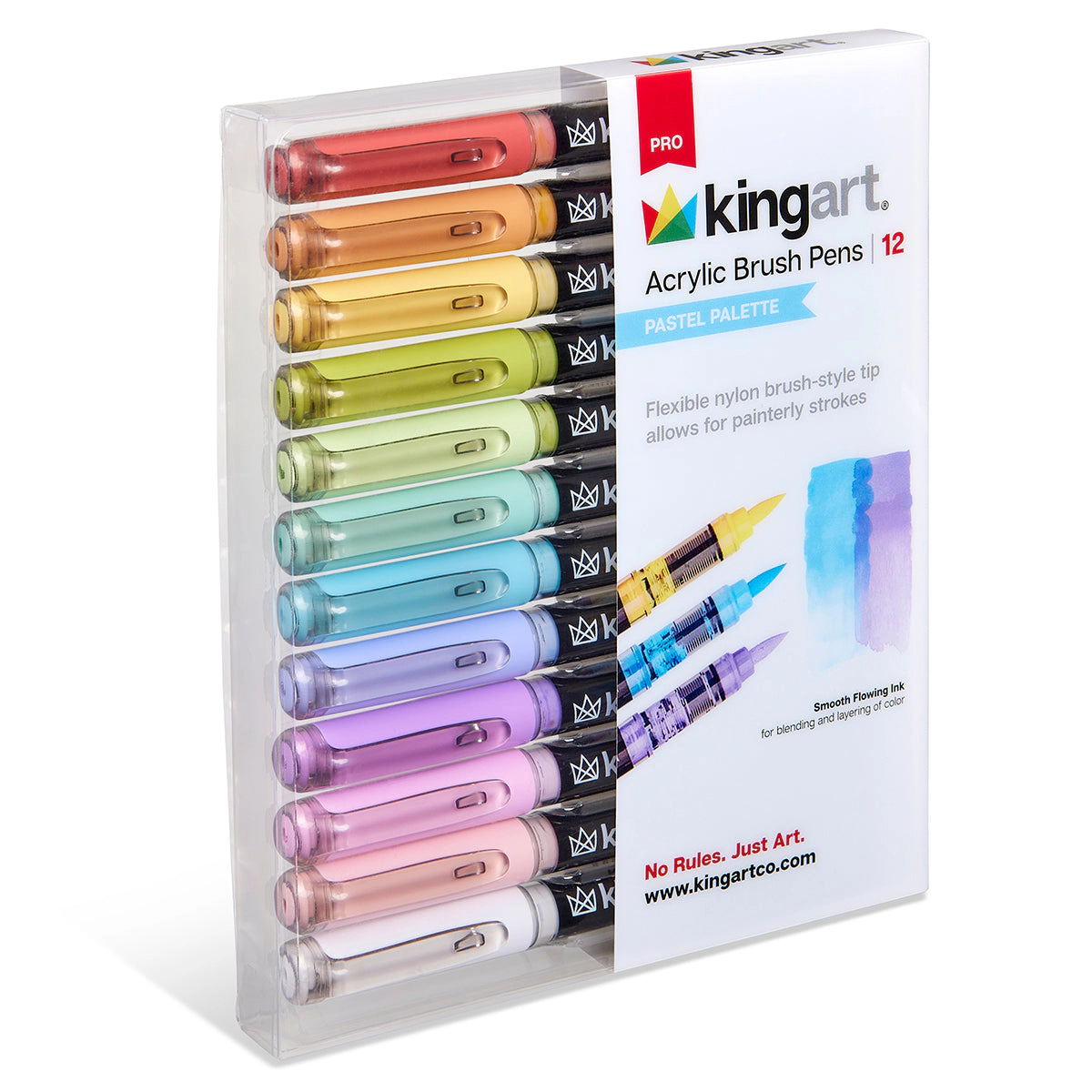KINGART PRO Acrylic Brush Pens - 12 Pastel Colors