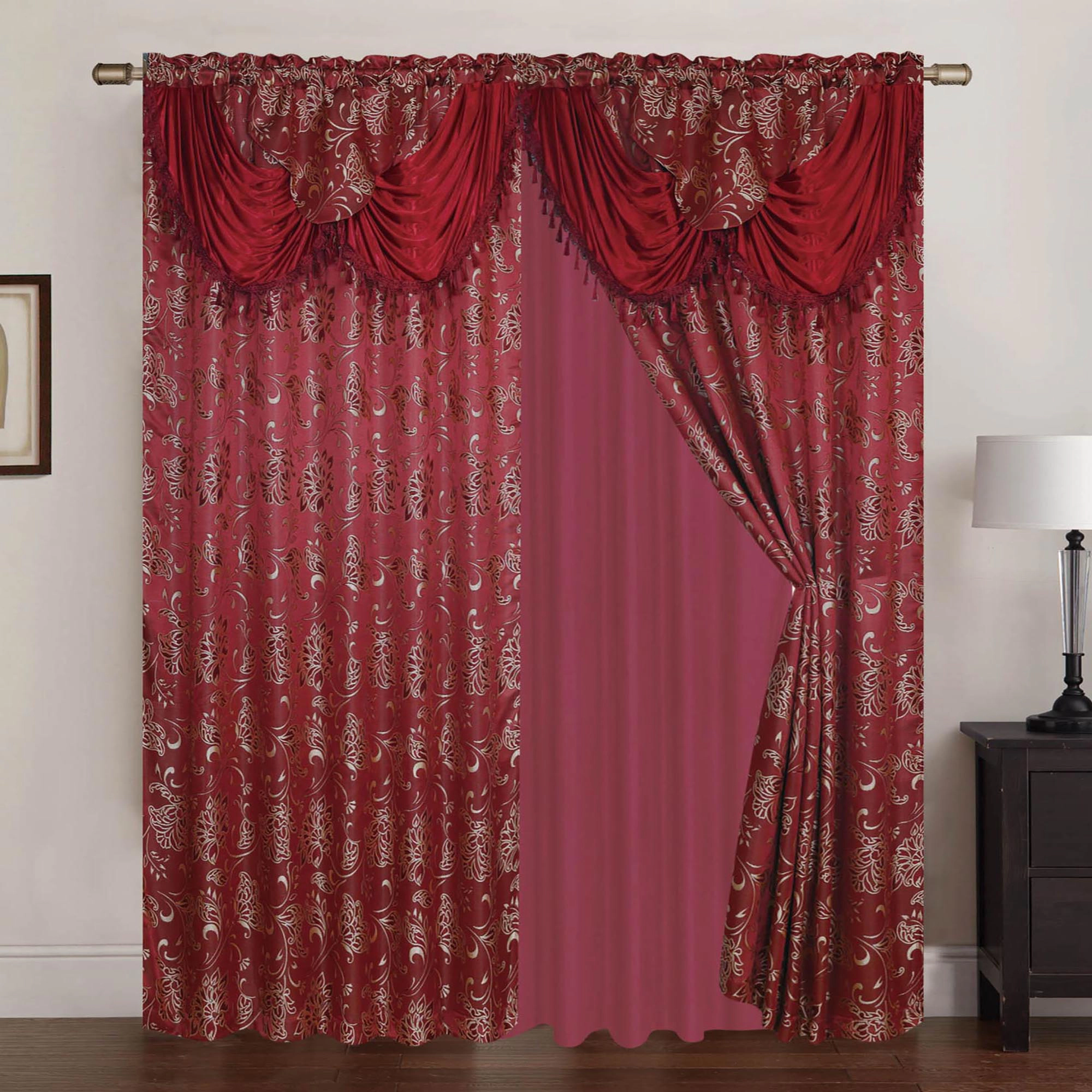 Rt Designers Collection Clayton 2-Piece Double Panel Elegant Thermal Insulated Grommet Curtain Panels 54" X 84" Burgundy