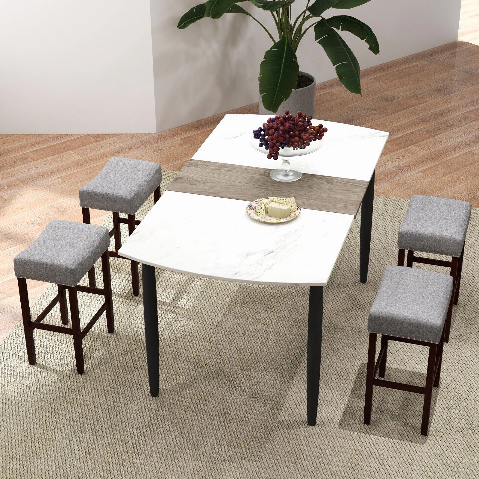 SlickBlue Set of 2 Backless Counter Height Stools 24" Saddle Seat
