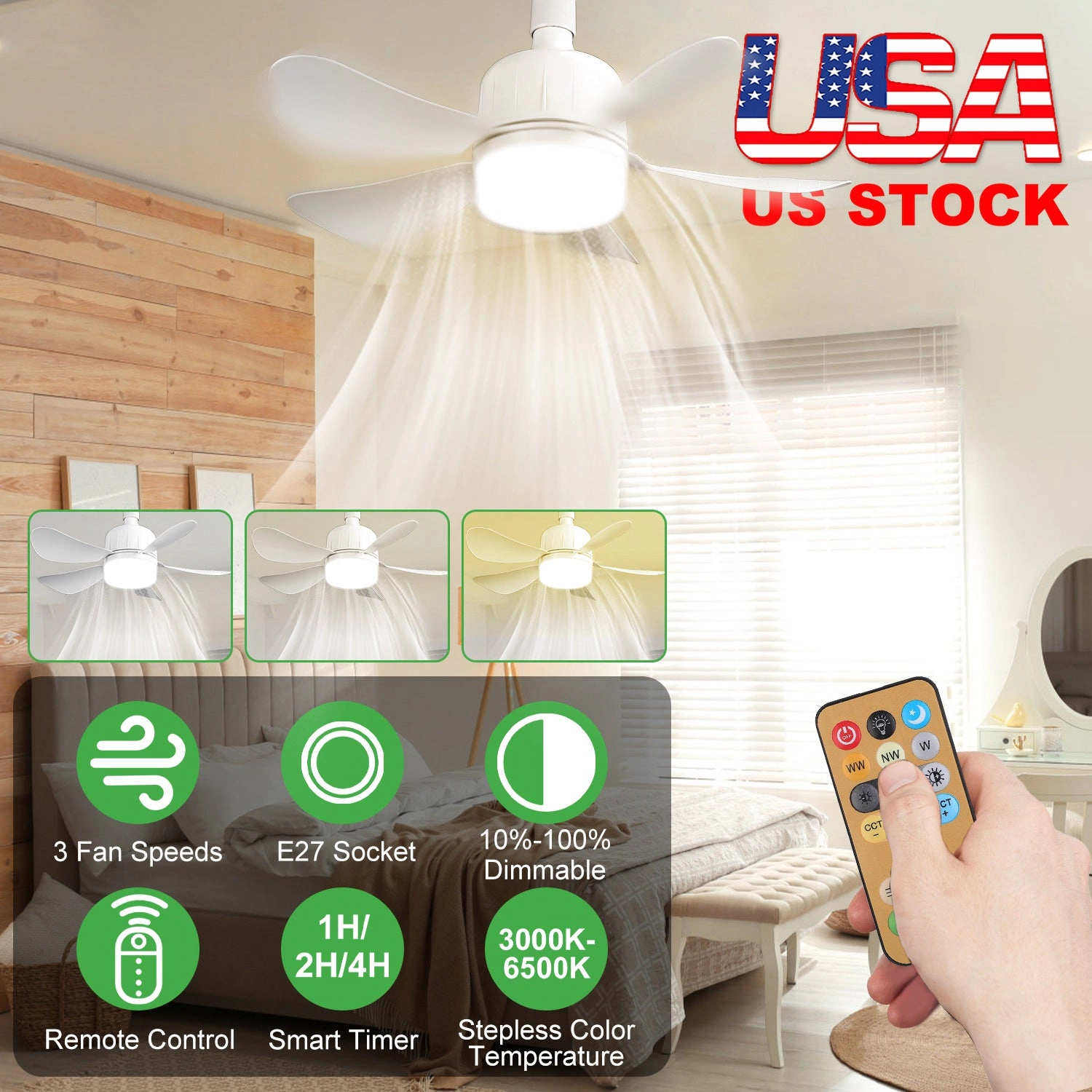 GBruno 2-in-1 Dimmable LED Ceiling Fan With Light