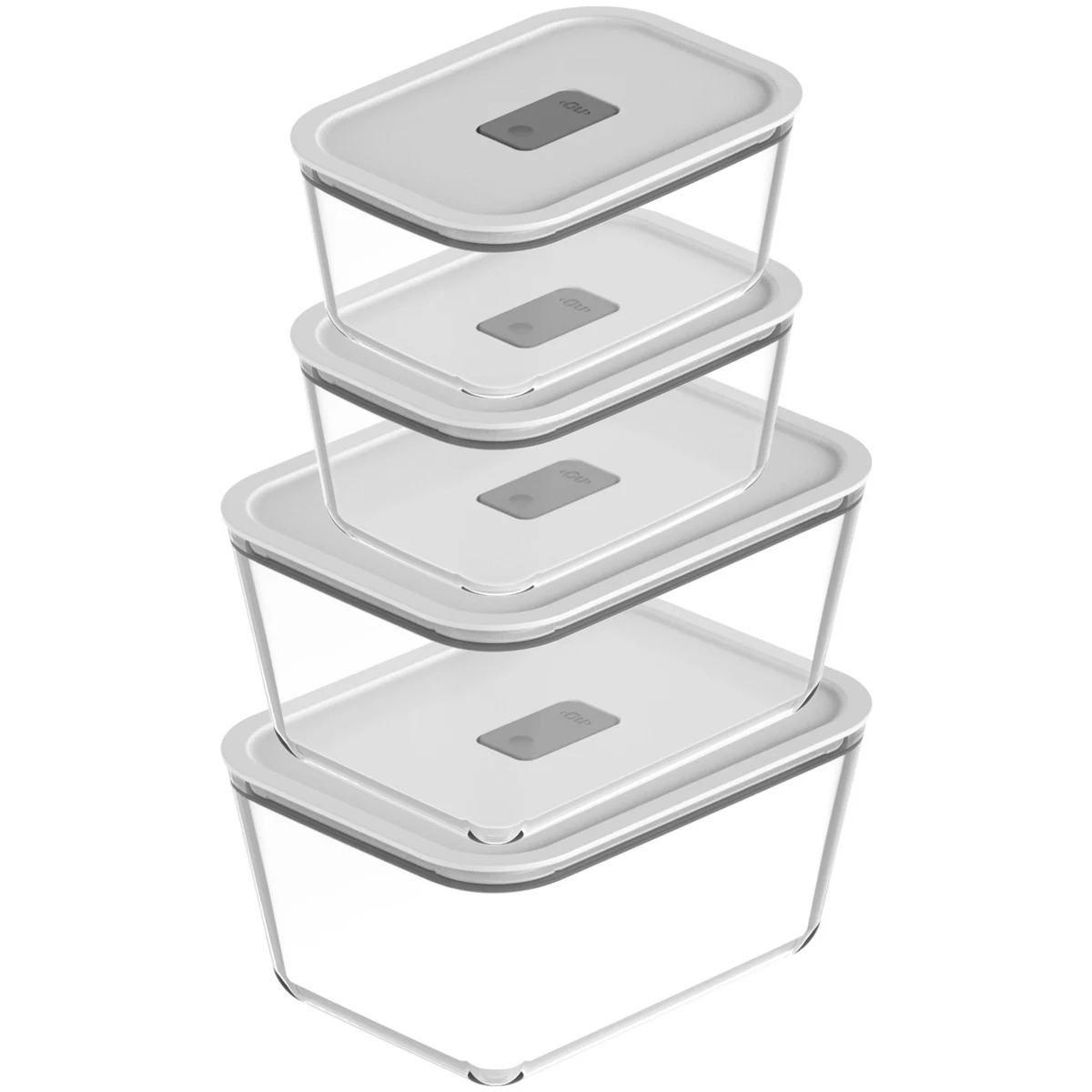 OU Glass Food Storage Container Set 8pc, Airtight Leak Proof Lids w/ Microwave Valve, Microwave Freezer Dishwasher Safe