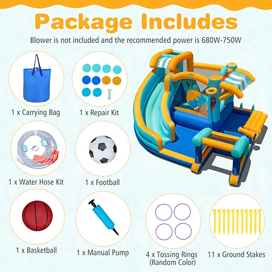 Hivvago Inflatable Water Slide Bounce House Kids Jump Castle with Water Cannon