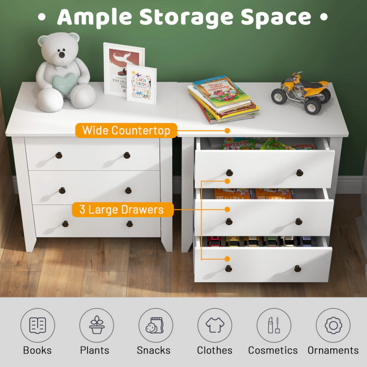 Hivvago Multi-Functional 3-Drawer Chest for Bedroom Use