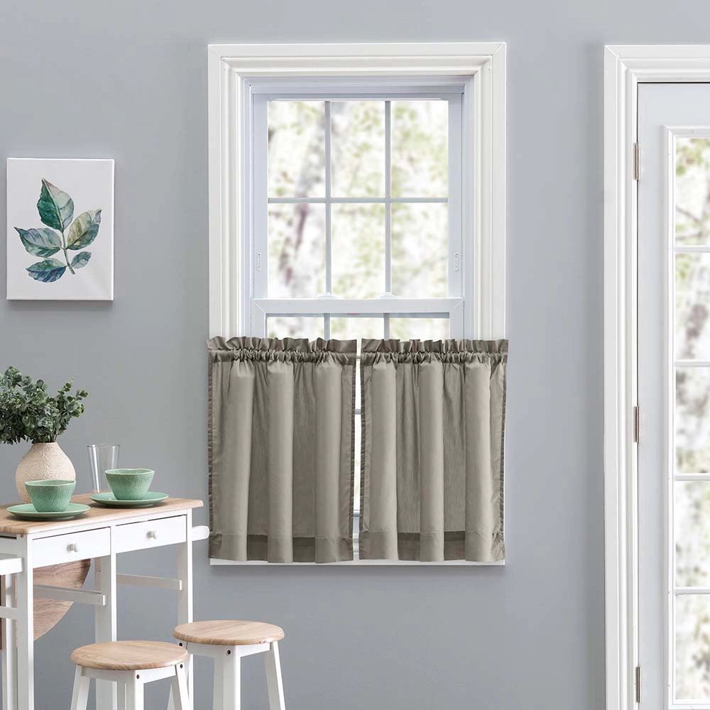 Ellis Stacey Solid Color Window 1.5 Rod Pocket High Quality Fabric Tailo Tier Pair