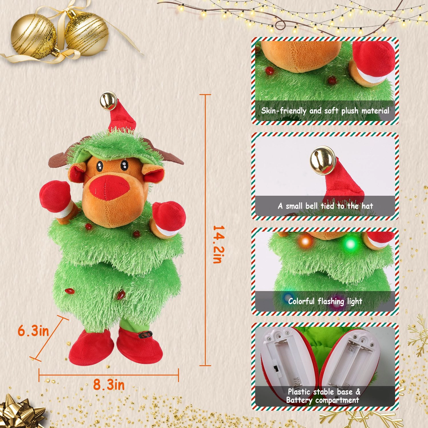 GBruno Interactive Dancing Singing Plush Elk Toy