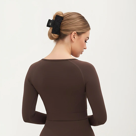 Anna-Kaci Women's Seamless Long Sleeve Cropped Top with Thumbhole Cuffs and Fitted Waistband