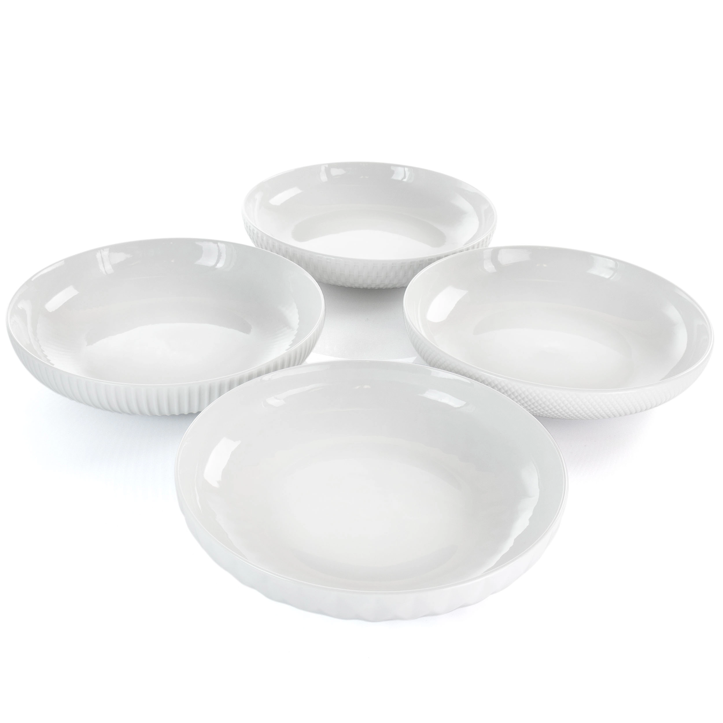 Elama Esme 4 Piece Porcelain Assorted Bowl Set in White