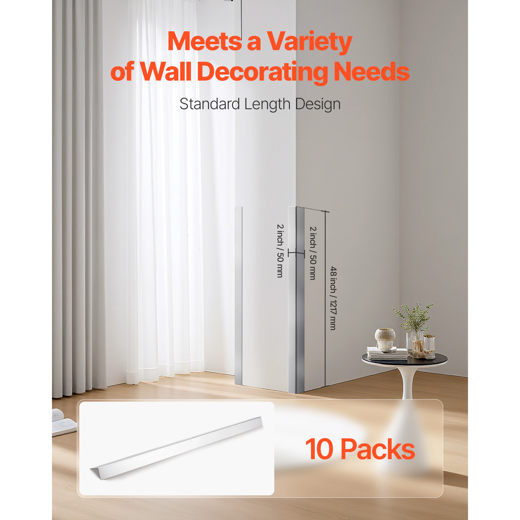 HONGGE 304 Stainless Steel Wall Corner Protectors, 2 x 2 x 48 Inch