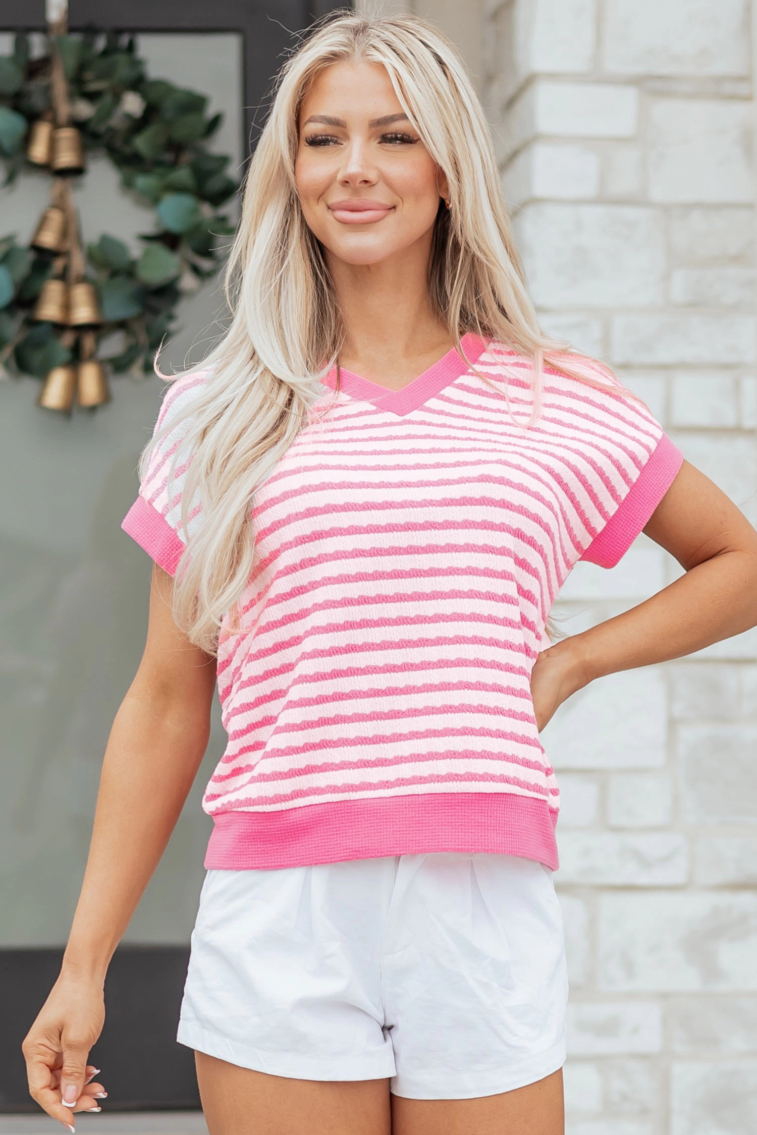 Threaded Pear Women's Georgia Trim Short Sleeve Top