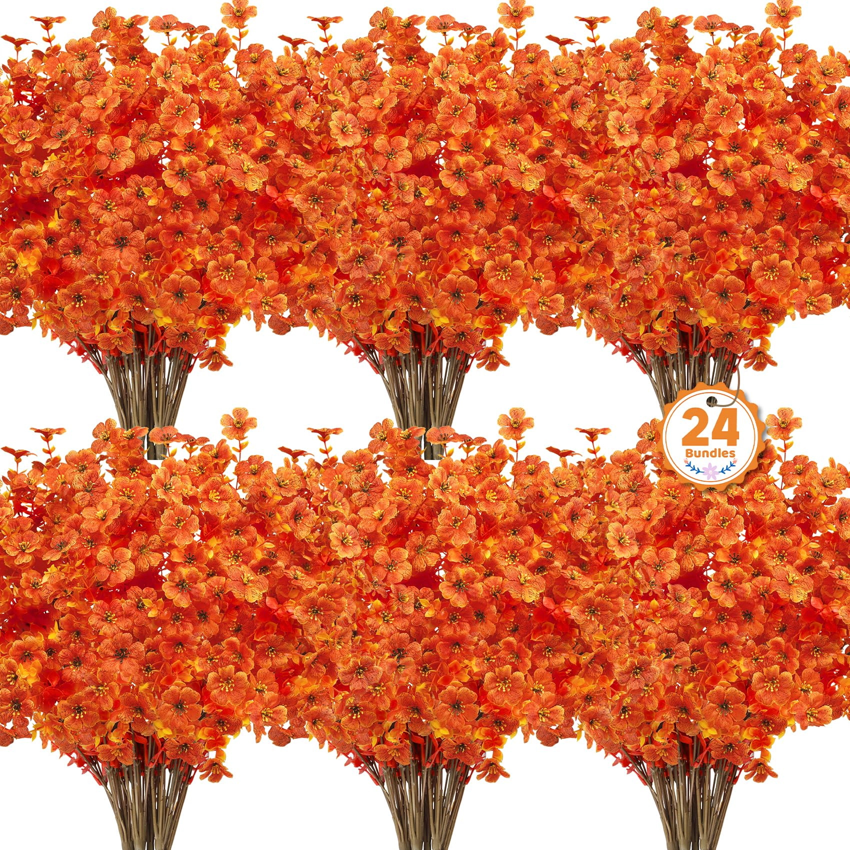 PUPWE 24 Artificial Flowers For Outdoors Decorations  White