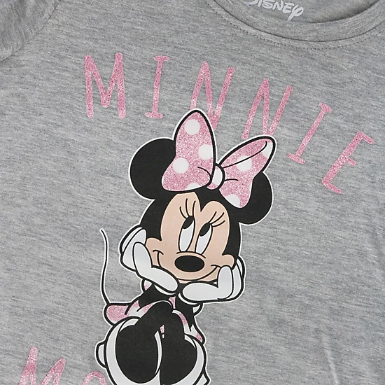 Jerry Leigh Girls Minnie Mouse Glitter Bow Short Sleeve T-Shirt