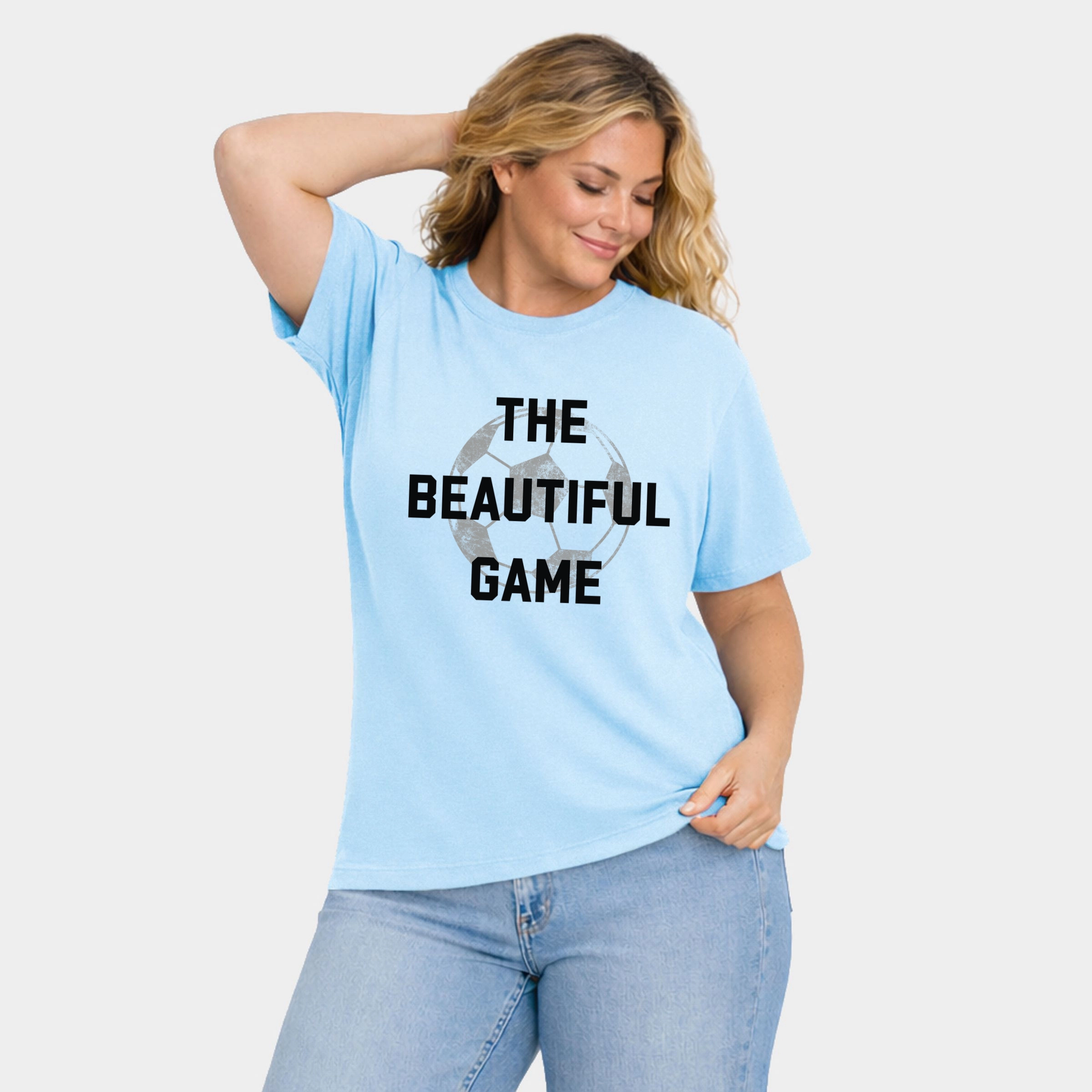 Simply Sage Market - The Beautiful Game Varsity Women's Plus Sized Garment Dyed Graphic T-Shirt