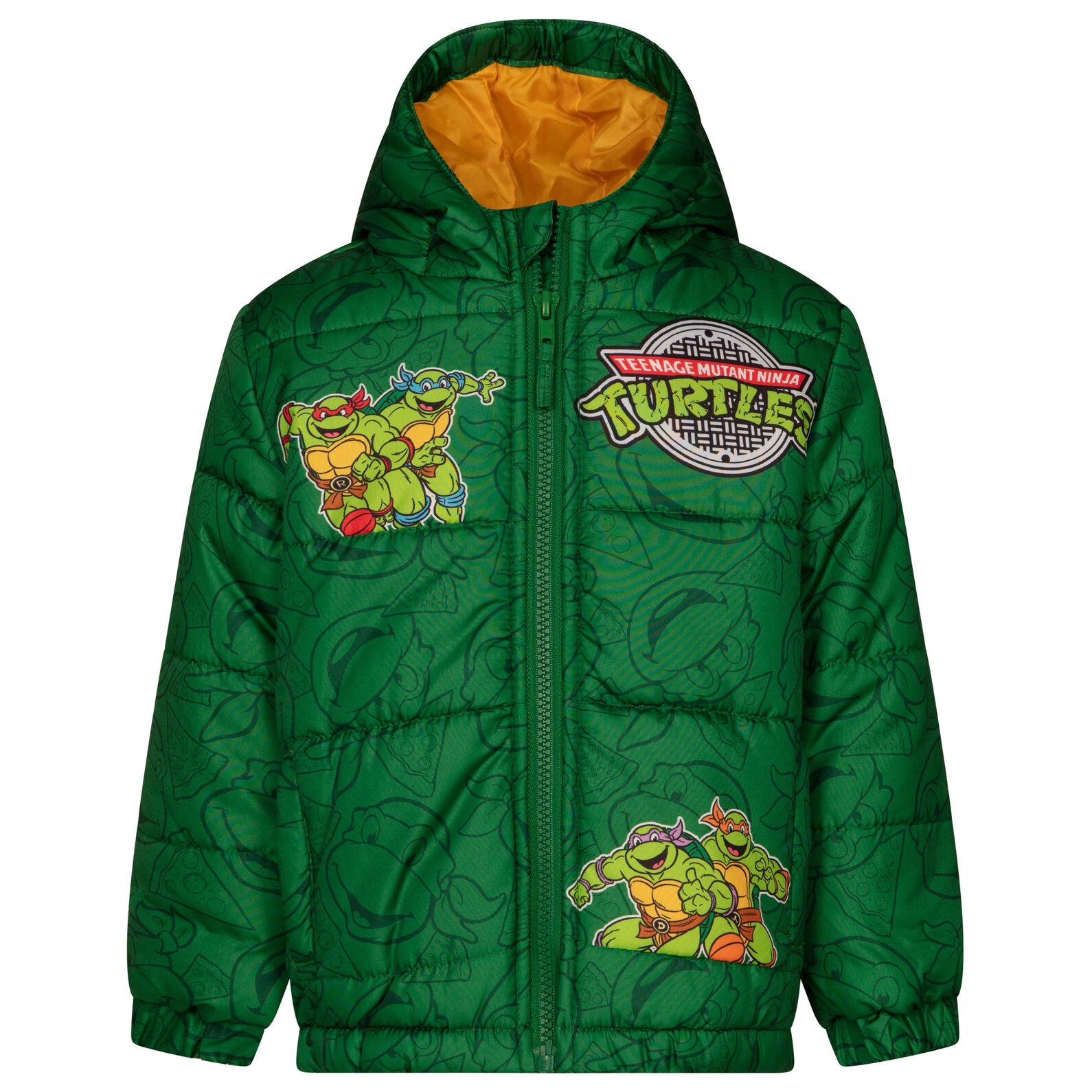 Teenage Mutant Ninja Turtles Boys' Zip-Up Hooded Puffer Jacket