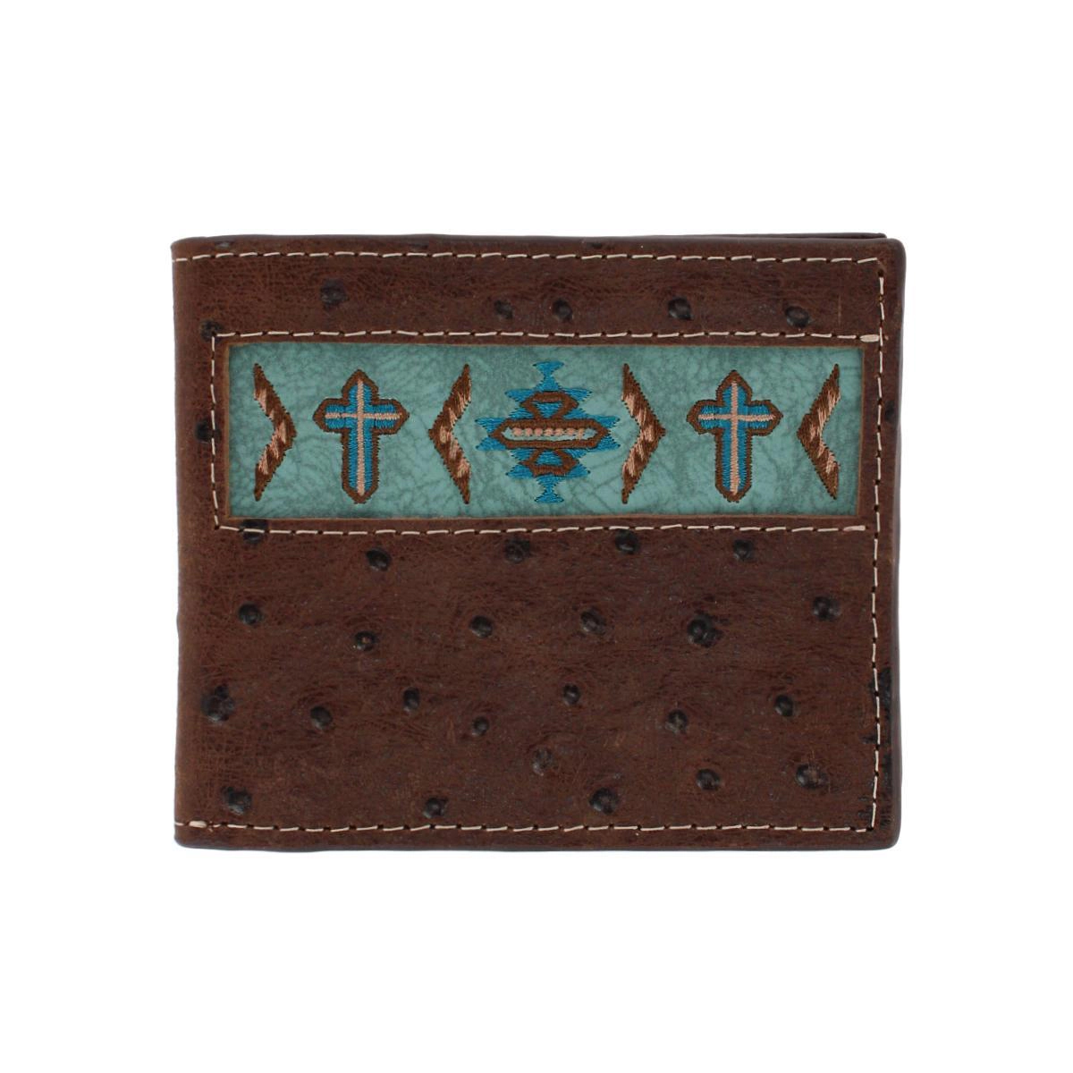 Roper Men's Leather Southwest Cross Print Bifold Wallet