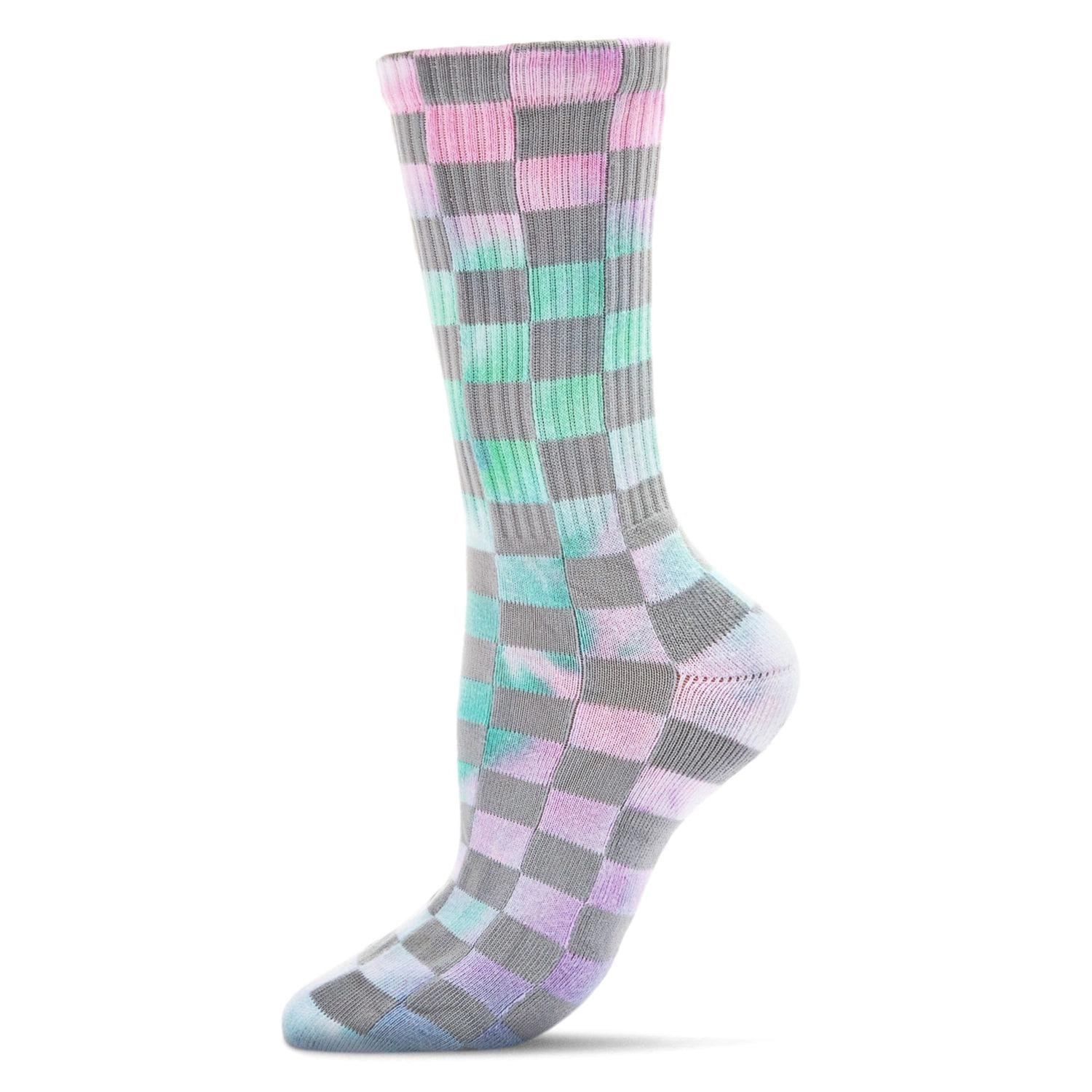 MeMoi Women's Checkered Ribbed Half Cushion Crew Socks