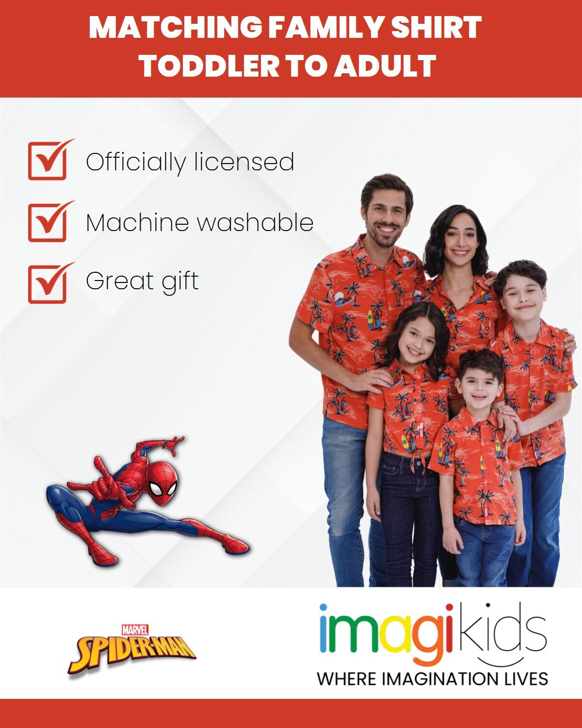 Marvel Spider-Man Matching Family Button Front Hawaiian Shirt
