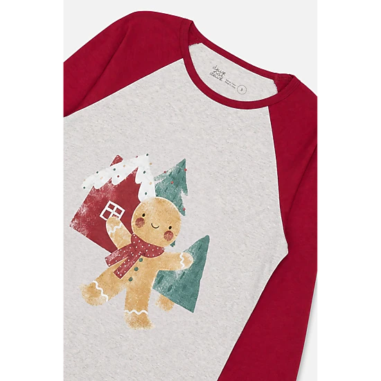 Deux par Deux Womens Two Piece Holiday Print Christmas Pajama Top and Pants Set