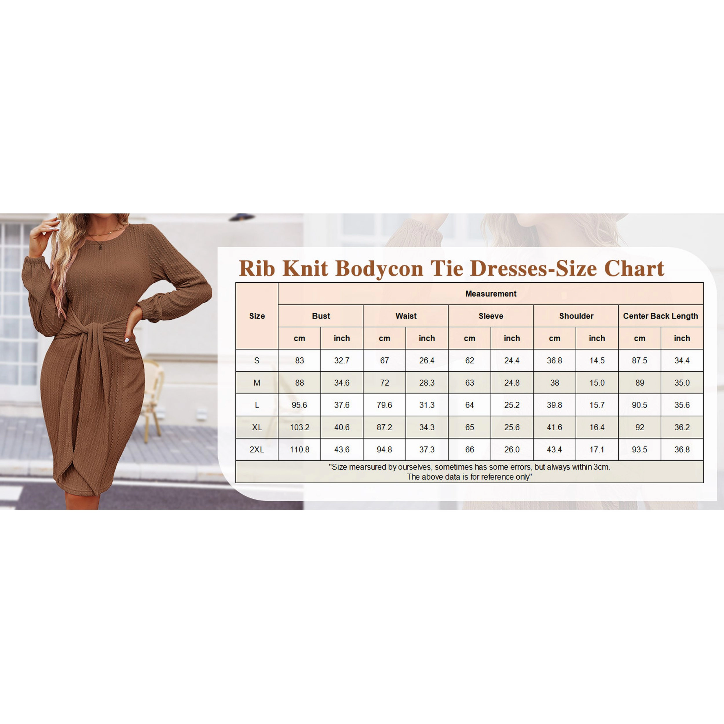 Zeagoo Women's Round Neck Long Sleeve Bodycon Dress