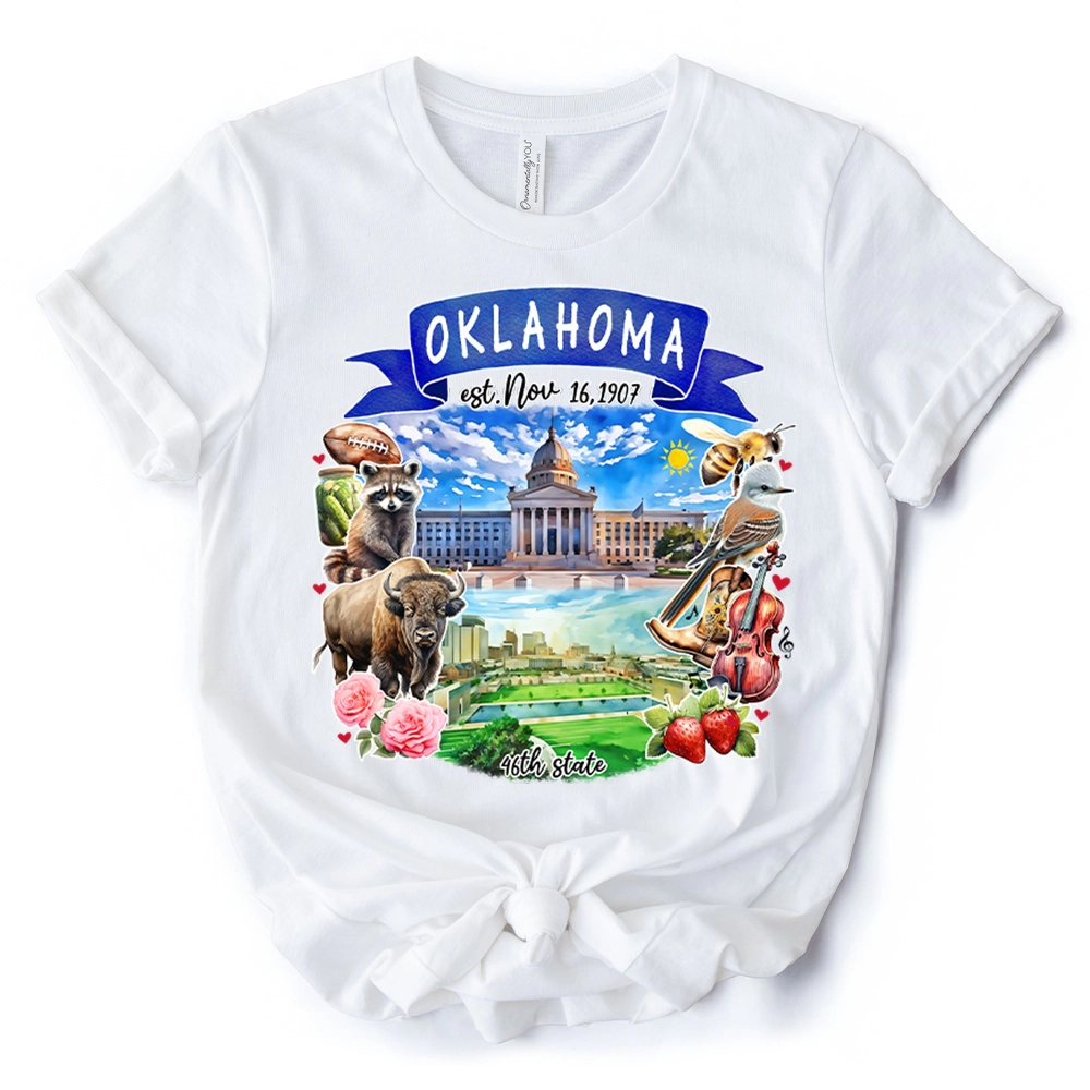 OrnamentallyYou Unisex Artistic Oklahoma State Themes And Landmarks T-Shirt
