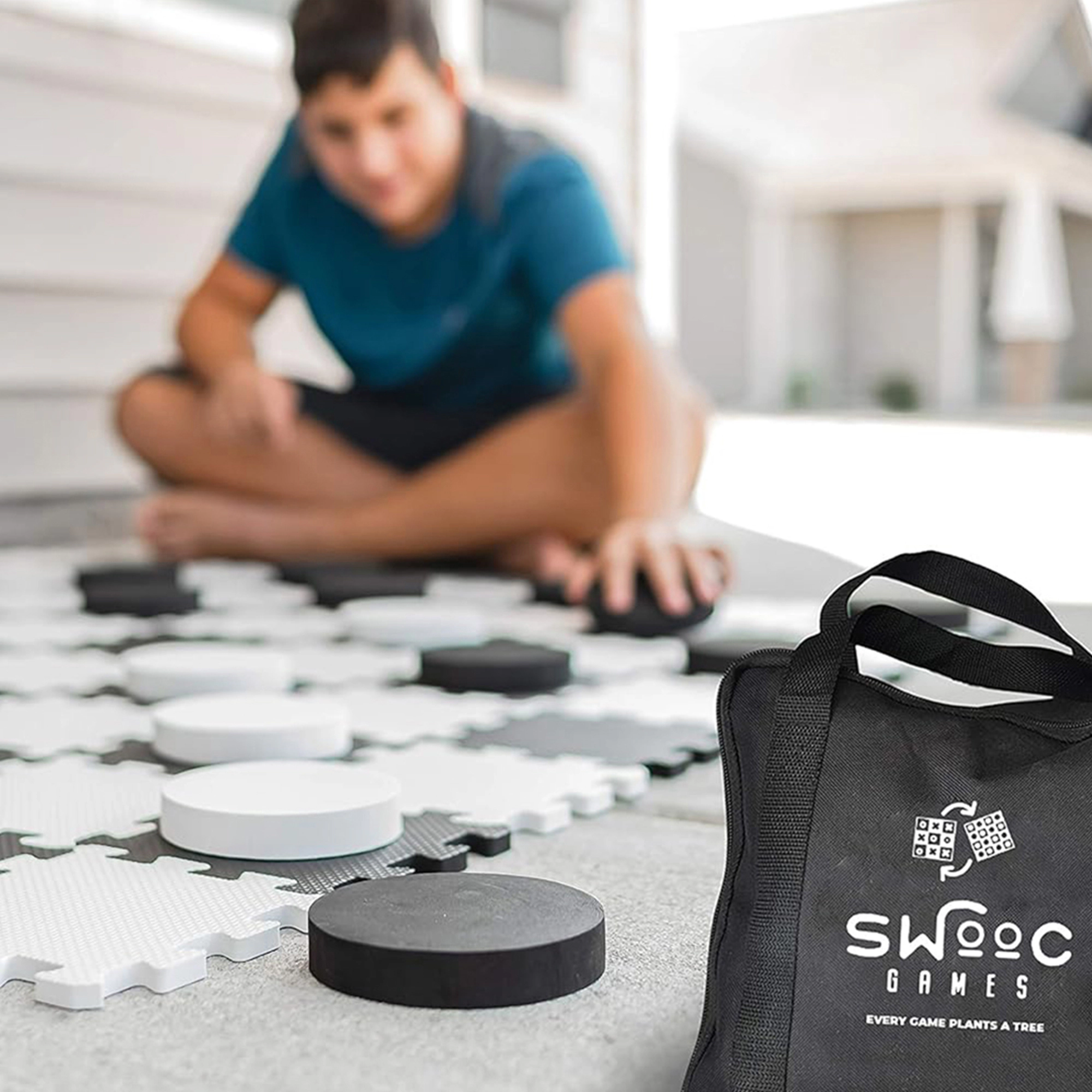 Swooc Games | 2-in-1 Premium Giant Checkers & Tic Tac Toe Game