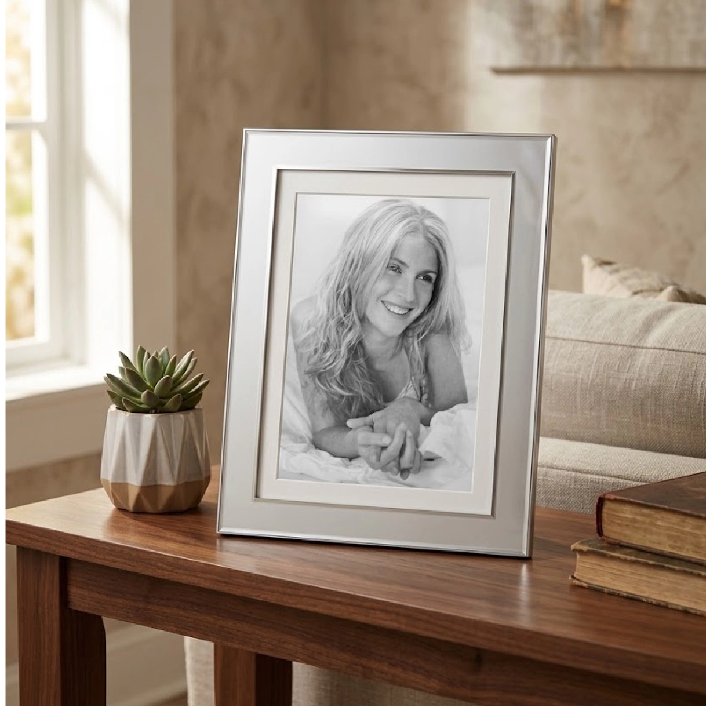 Jiallo Contemporary Silver Beveled 8x10 Photo Frame