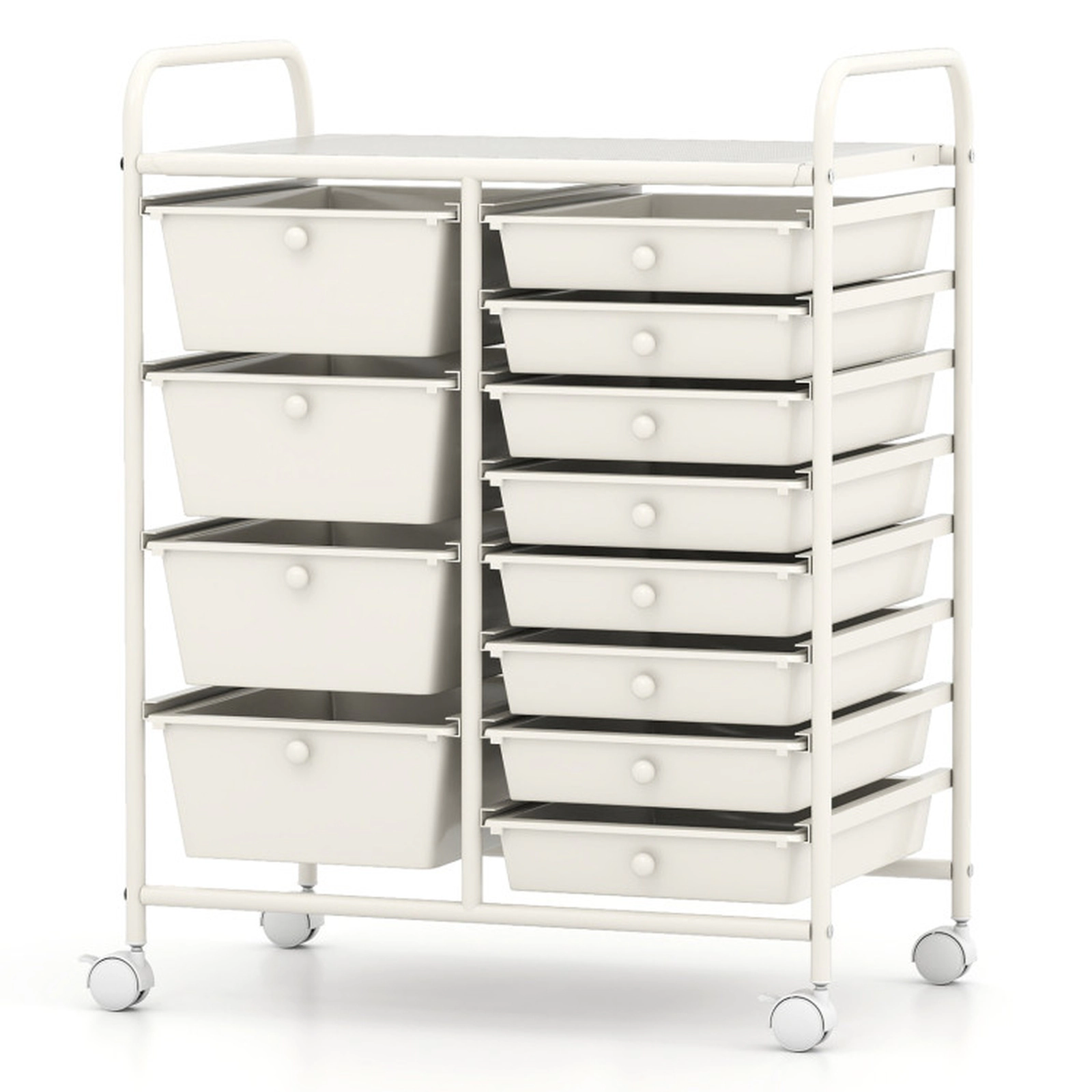 SUGIFT 12-Drawer Rolling Storage Cart White Utility Organizer with Removable Drawers