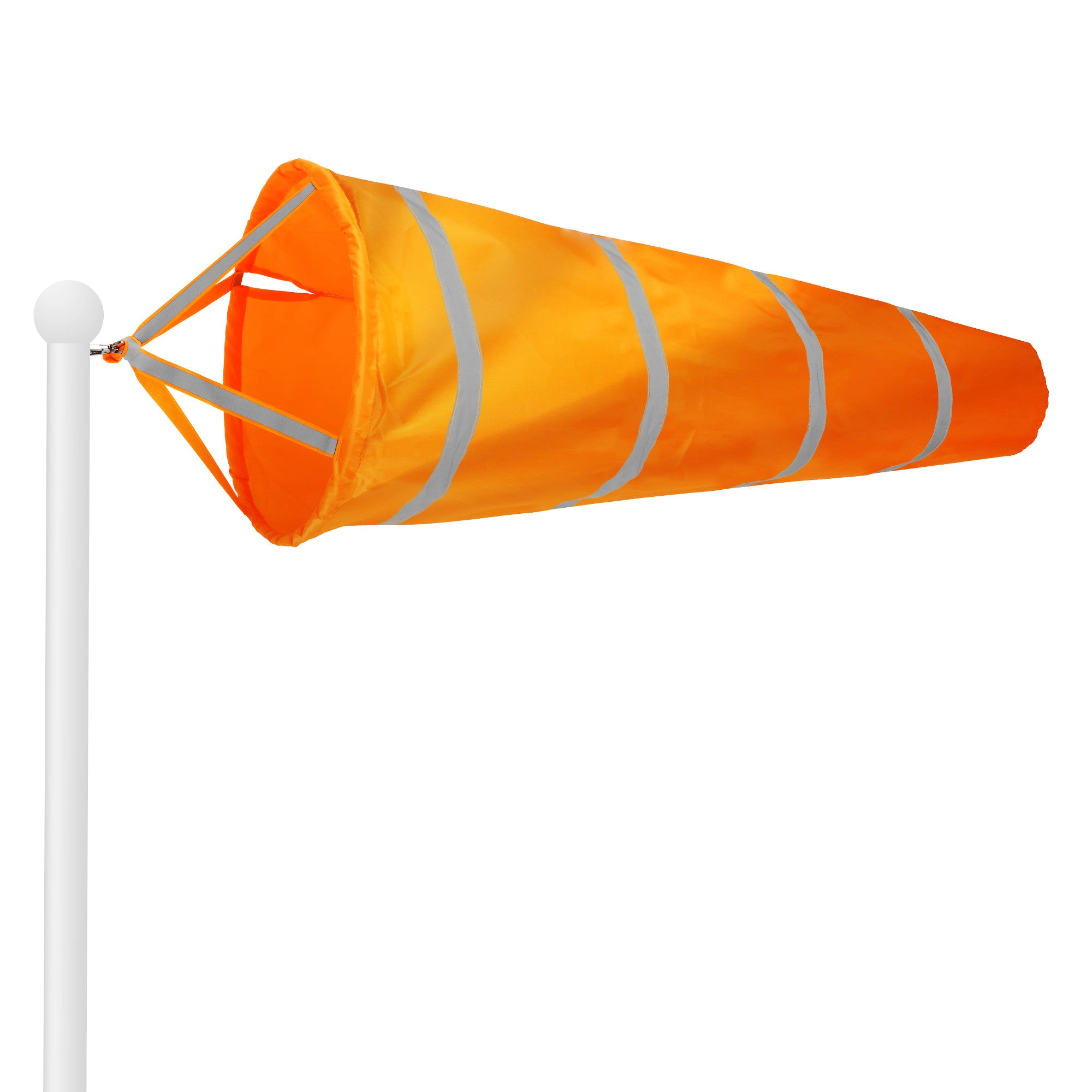G128 60-Inch Orange Windsock - 210D Polyester, Reflective Belt, Heavy-Duty Outdoor Wind Direction Indicator