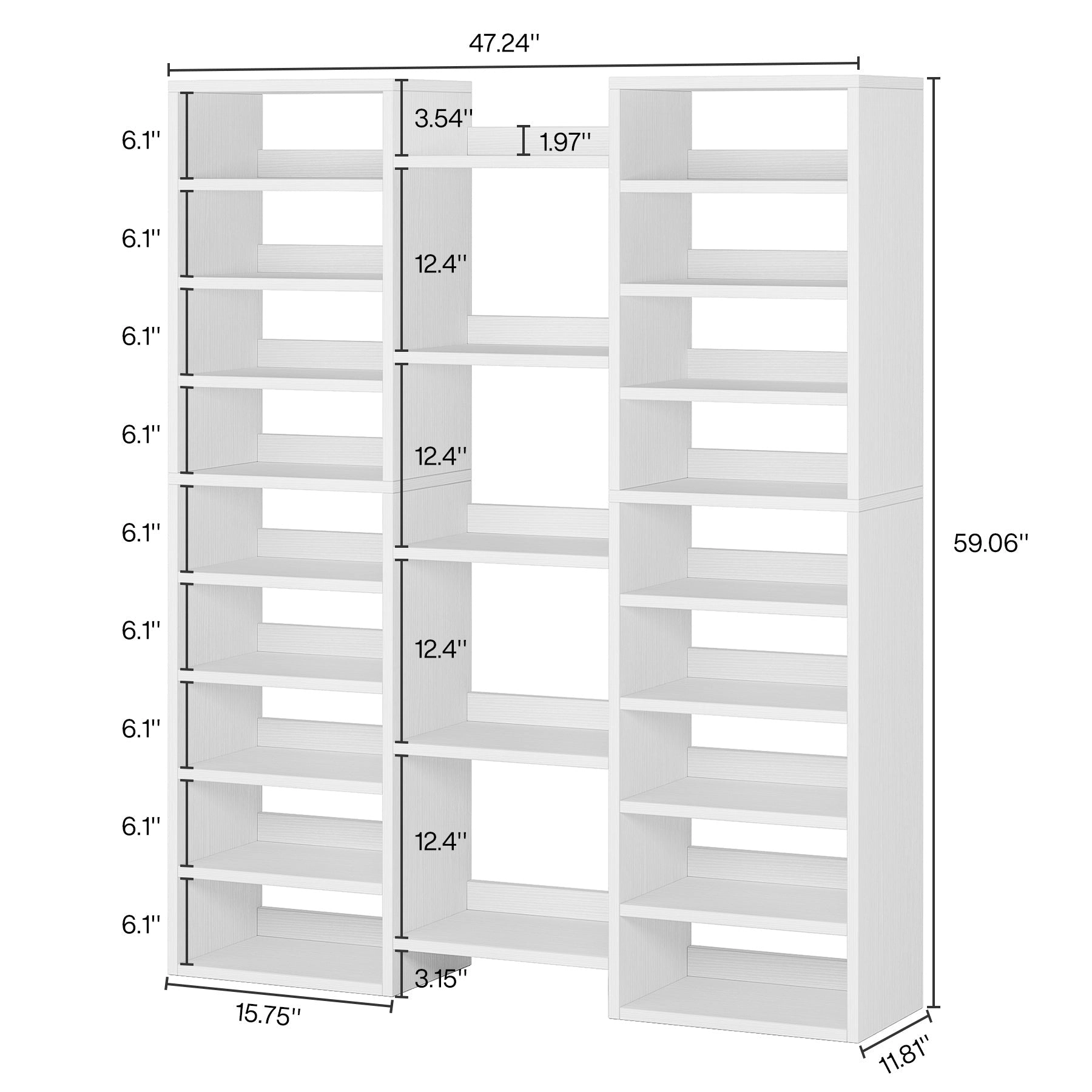 Tribesigns 59"H Shoe Rack, Freestanding Shoe Organizer with 23 Storage Shelves
